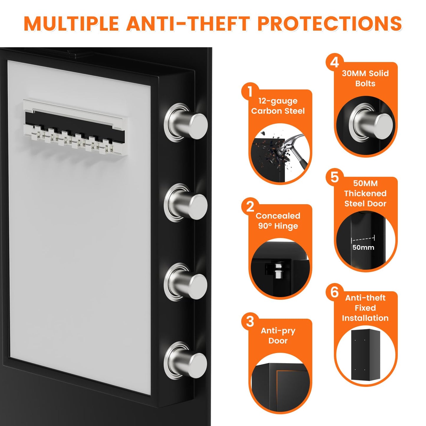 31.5"H Large Safe Box for Home & Office, 8.0 Cu Ft Heavy Duty Carbon Steel Home Safe with Electronic Combination Lock, Fire Resistant Waterproof Document Bag, Wall & Floor Mount for Valuables