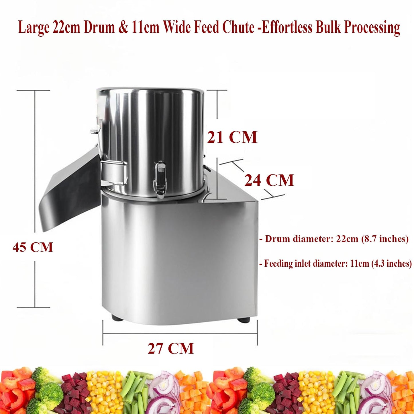 SHILINTONG Commercial Electric Food Processor 550W – Heavy Duty Vegetable Chopper Machine – Stainless Steel Body & Blades – 120Kg/H High Capacity – for Restaurant & Kitchen Use (110V)