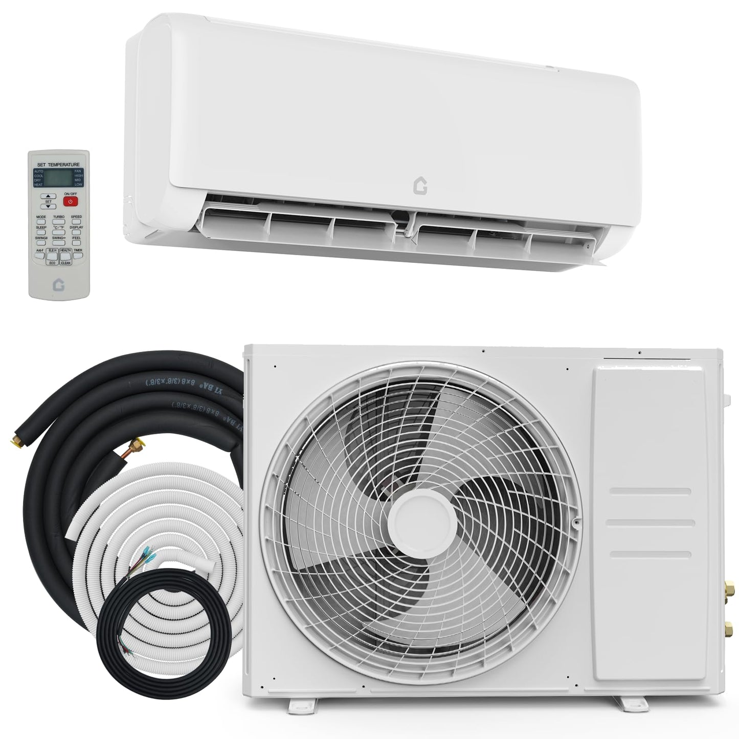 24000 Btu Mini Split AC Heating System, Wifi Enabled Mini Split Air Conditioner with 19 SEER2 Inverter, Heat Pump, 208-230V for Rooms Up to 1500 Sq. Ft, White