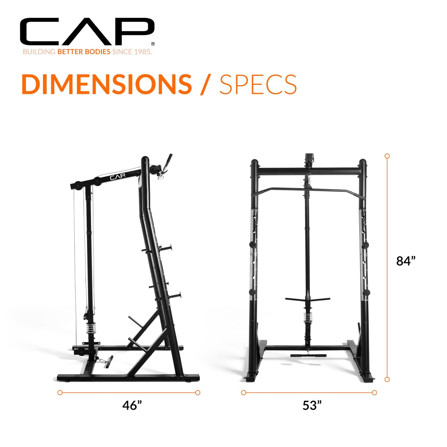 CAP Barbell Power Cage with High-Low Pulleys – Heavy-Duty Power Rack for Home Gym – Adjustable Gym Rack & Weight Cage with Pull Up Bar, Dip Station, and Plate Storage