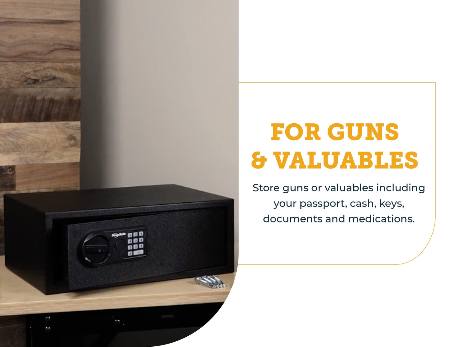SnapSafe Gun Keypad Safe, XL – Keypad Handgun Safe for Your Pistol and Valuables – Electronic Keypad Entry with Backup Key – Black, Measures 20.5 x 14.8 x 8 Inches – Item 75435
