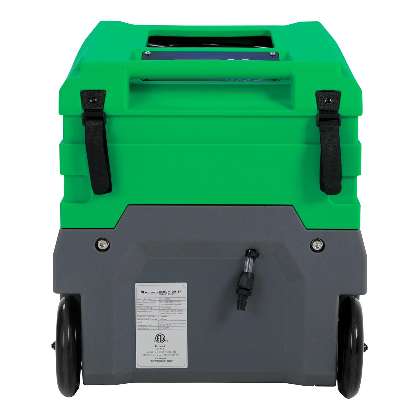 Mounto MOUNTO 268Pints LGR Commercial Compact Dehumidifier with Pump and Drain Hose, LGR Portable Dehumidifier with wheels for Home, Basements, Garages, and Job Sites (Green)