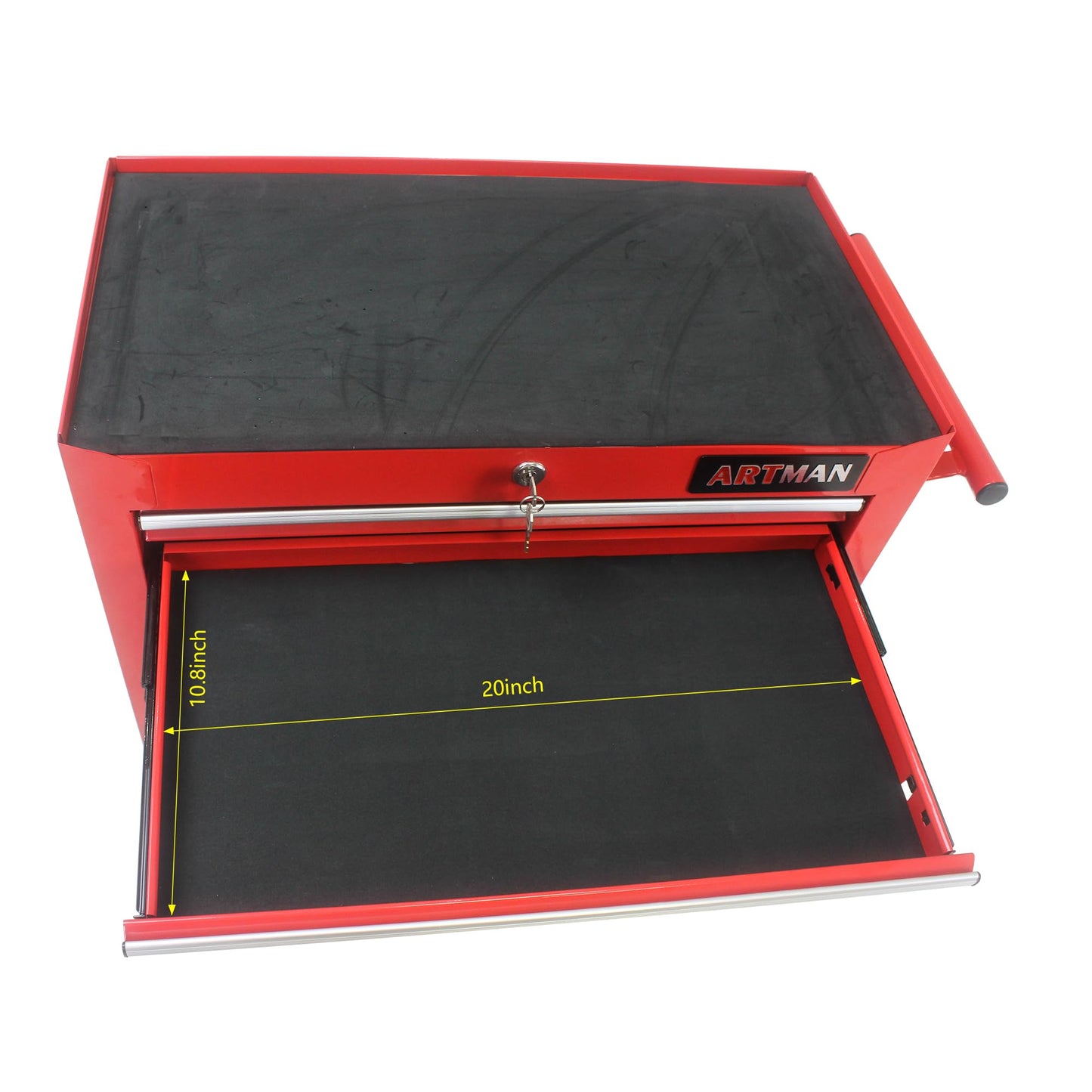 YOPTO Multifunctional Tool Cart with 7 Ball-Bearing Drawers,Portable Rolling Tool Chest W/ 4 Wheels,Key Locking and Pull Handle,for Garage,Warehouse,Workshop,Repair Shop,Red