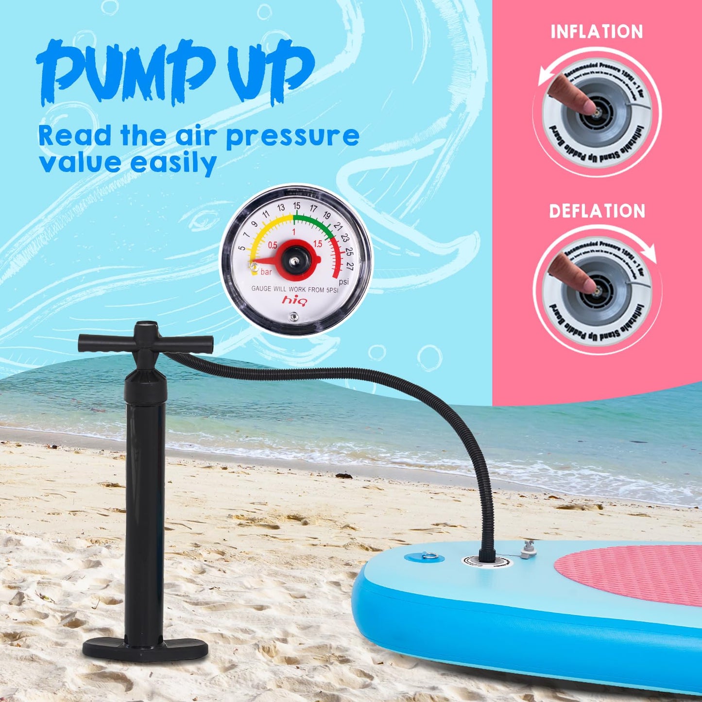 DAKUWAR Paddle Board 10'6''x33''x6'' Inflatable Stand Up Paddle Boards with SUP Accessories Ultra-Light Paddleboard Non-Slip Comfort Deck for Adults & Youth of All Skill Levels (Blue and Pink)