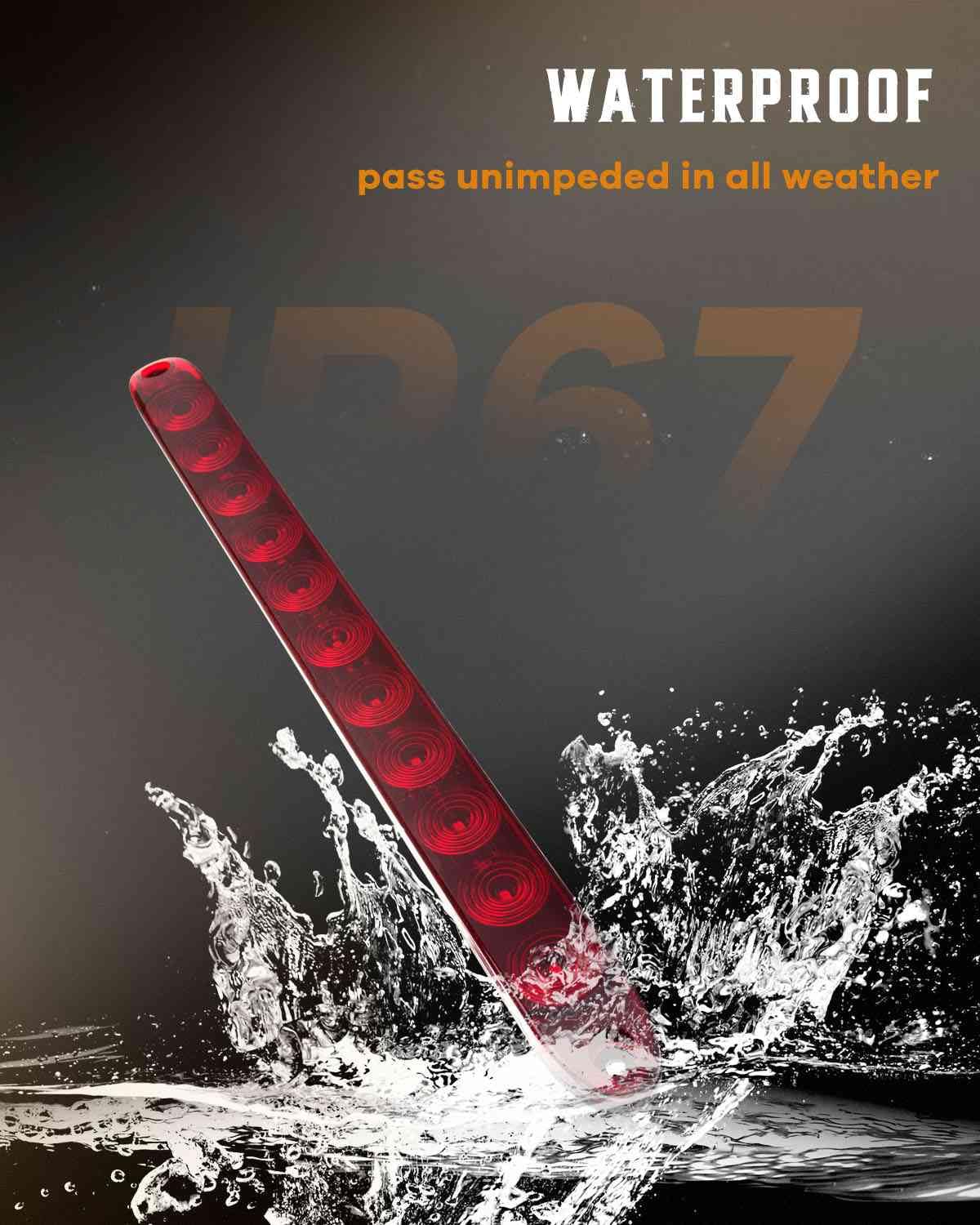 cciyu 15in LED Red Light Trailer Tail Light Bar, Polycarbonate, Stop Turn Tail Light, Red Lens