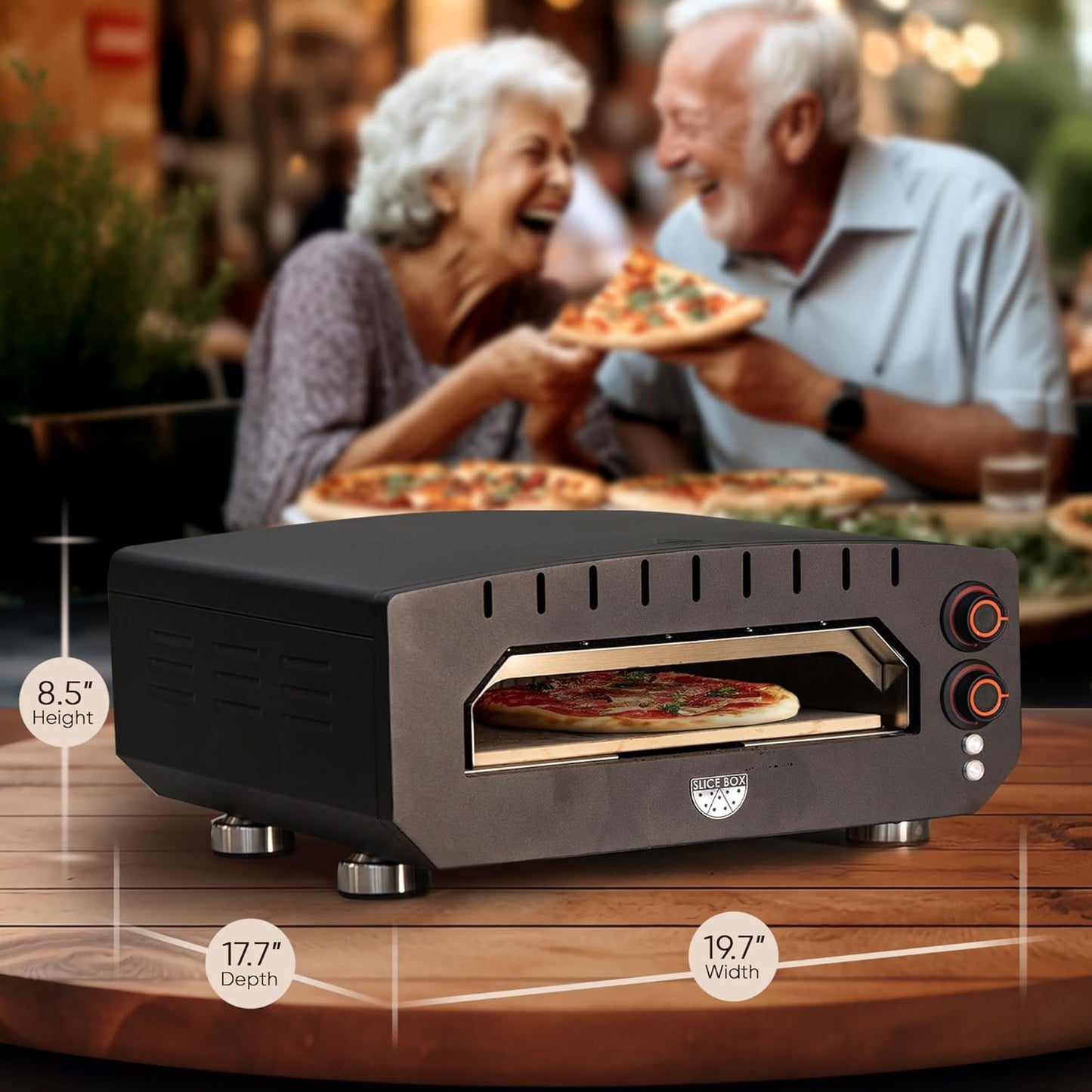 Fire Sense Slice Box Outdoor Electric Pizza Oven, Countertop Cooking, Heats Up to 750 Degrees, Digital Thermometer, Pizza Stone, and Pizza Peel Included, Perfect for Indoor and Outdoor Use - 64900