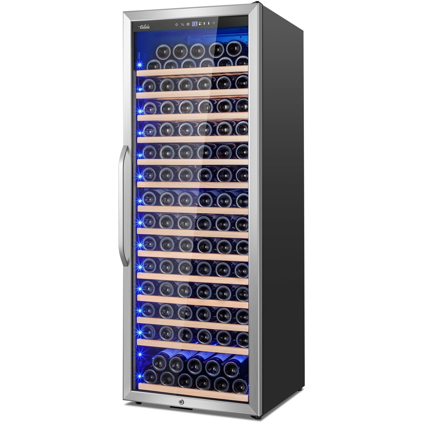 Velivi 24" Single-Zone Wine Cooler 154-Bottles, Low Noise Fast Cooling, Tall Freestanding/Built-in Fridge Large Capacity for Wine Collection