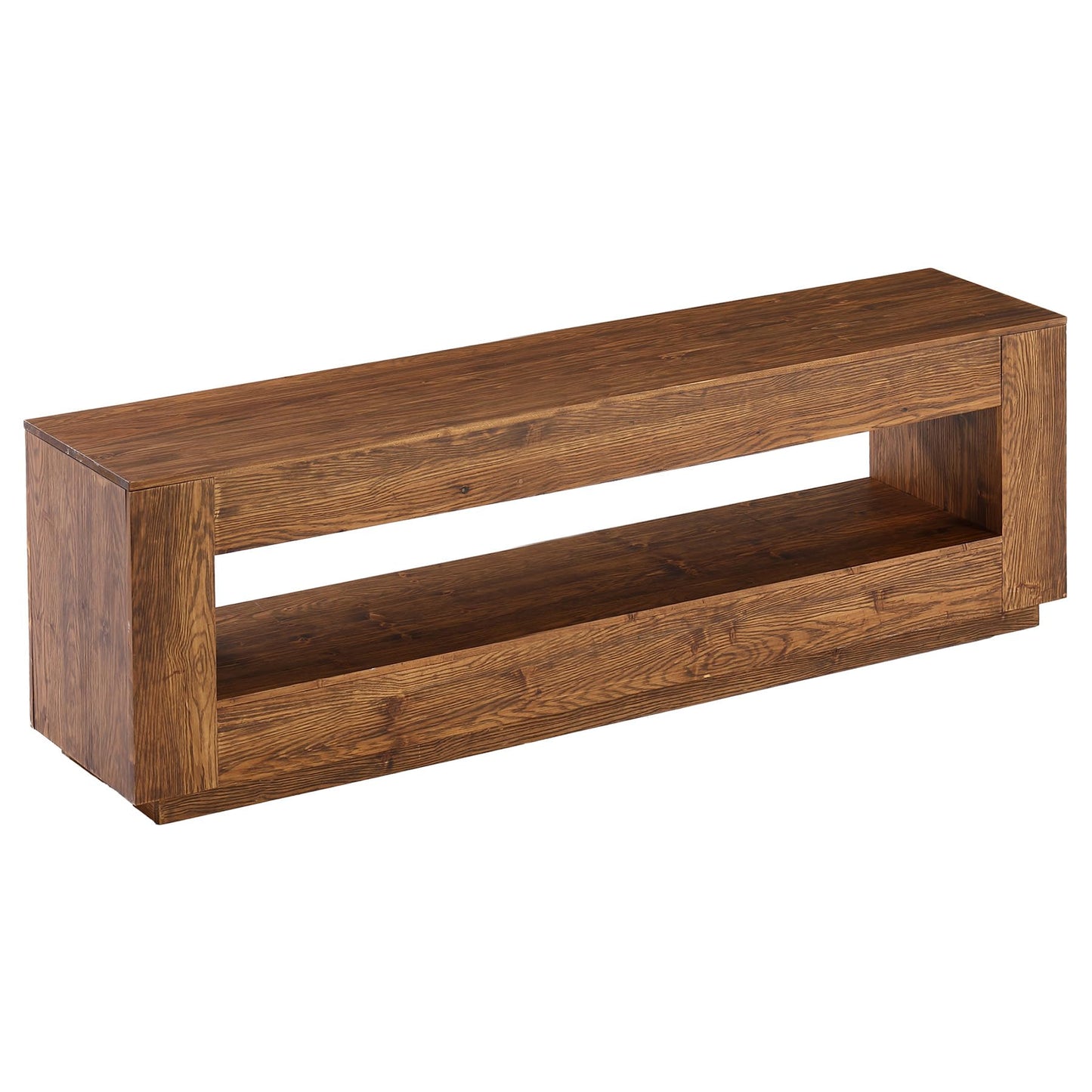 LITTLE TREE 70.86-in Extra Long Solid Wood TV Stand for 55/65/75/85 inch TVs, 2-Tier Entertainment Center, Media Console Table with Storage Shelf, TV Stands for Living Room, Bedroom, Chestnut