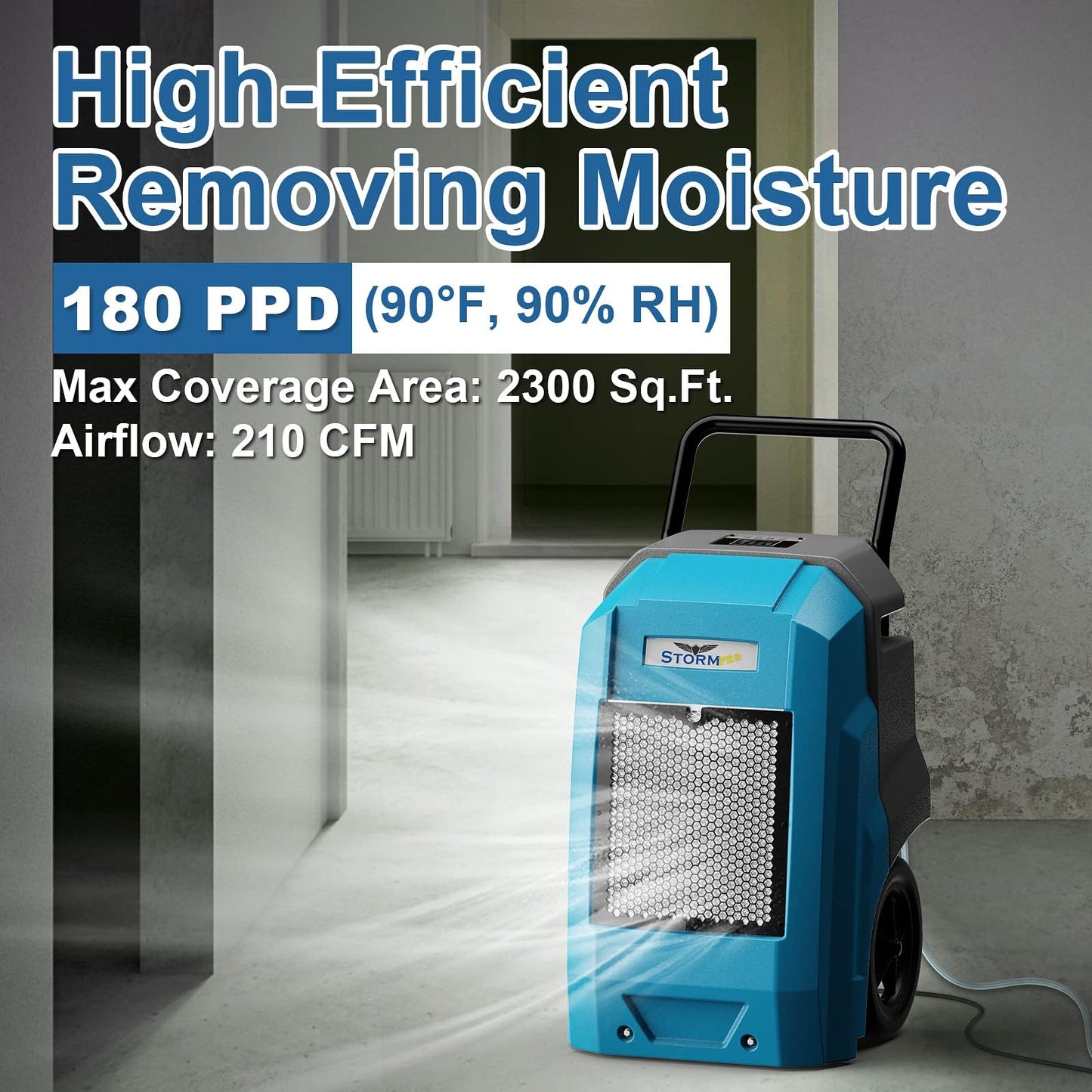 ALORAIR 180 Pints Commercial Dehumidifier with Pump Drain Hose, Smart Wi-Fi Dehumidifier for Large Basement, Industrial or Commercial Space, Smart Wi-Fi, 6 Years Limited Warranty