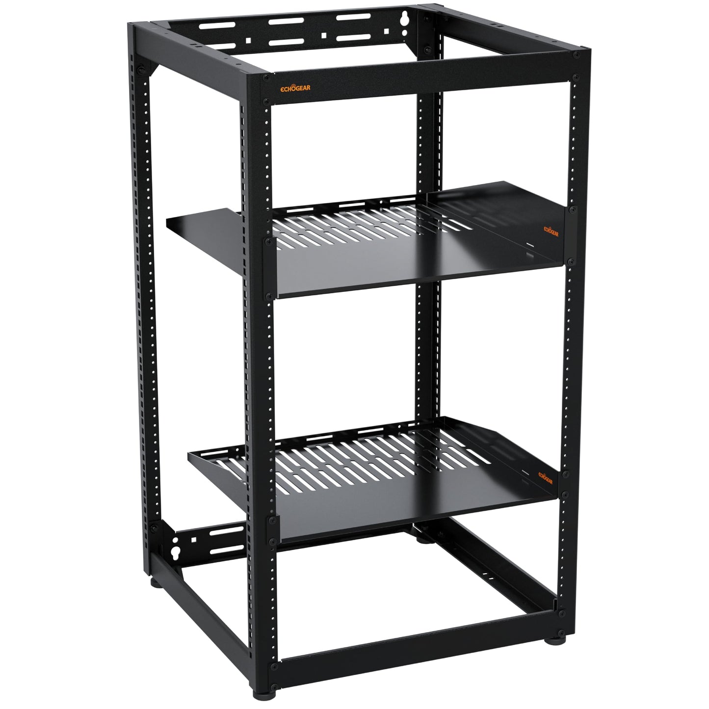ECHOGEAR 20U Open Frame Rack w/Optimal Air Flow, DIY Assembly, 20.4” Depth
