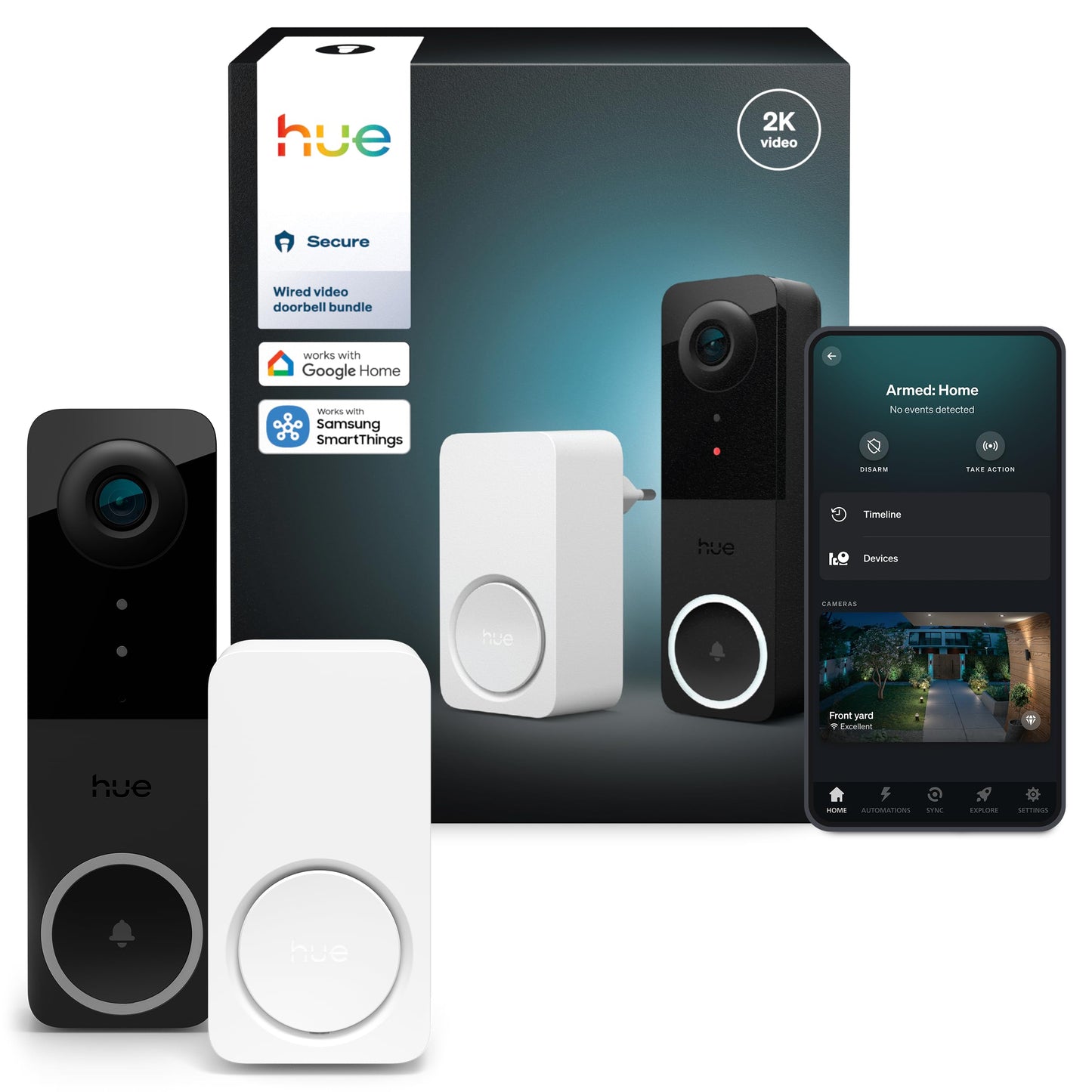 Philips Hue Secure Wired Video Doorbell and Smart Chime, 2K Resolution, Wide Angle View, Motion Detetection, Two-Way Audio, Real-time Notifications, Seamless Integration Ecosystem