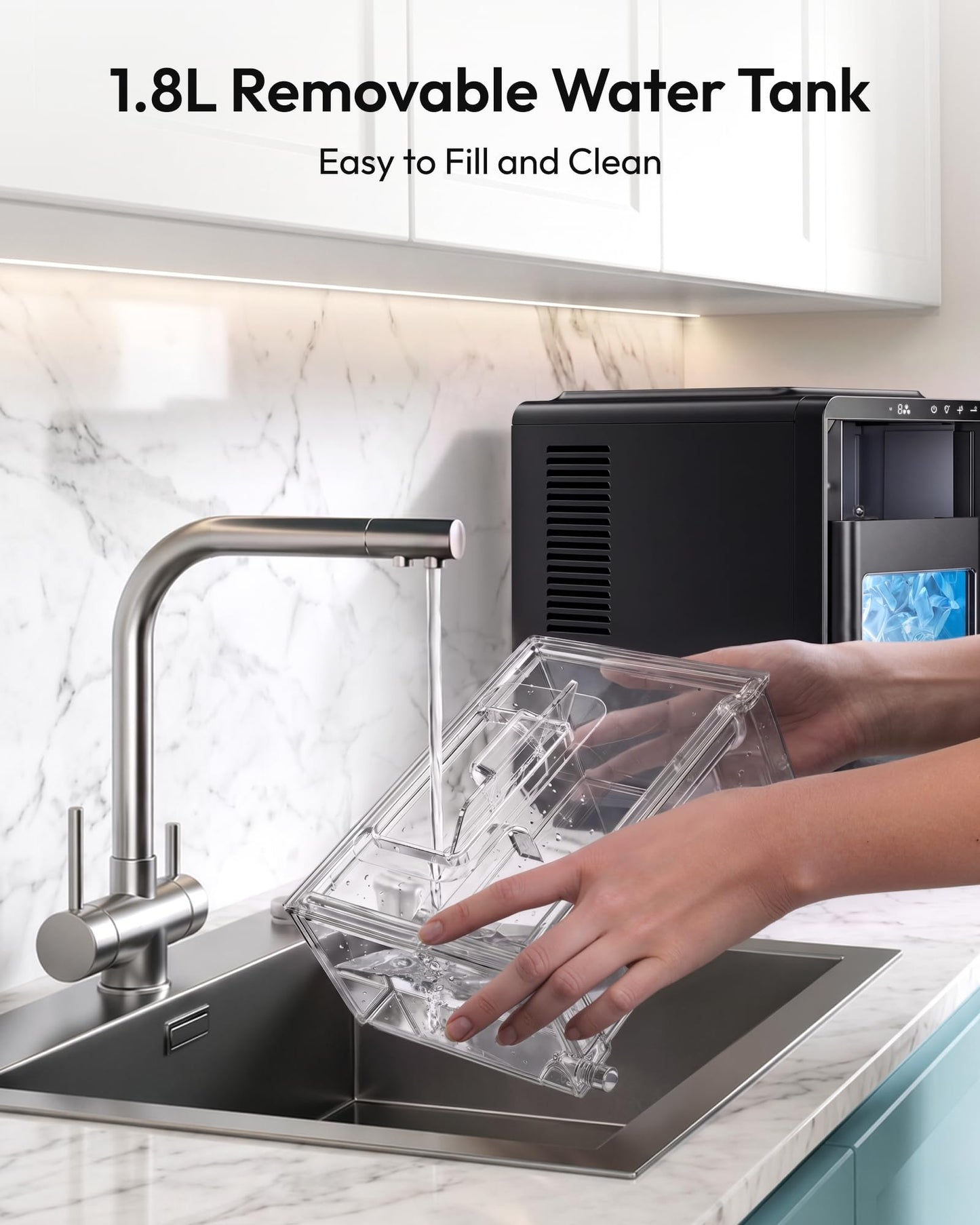 EUHOMY Countertop Crescent Ice Maker, 16Pcs in 12Mins, 35Lbs/24H, Auto Deep Cleaning, Timer, Adjustable Ice Thickness, Portable Ice Cube Maker for Whiskey/Coffee/Soft Drinks
