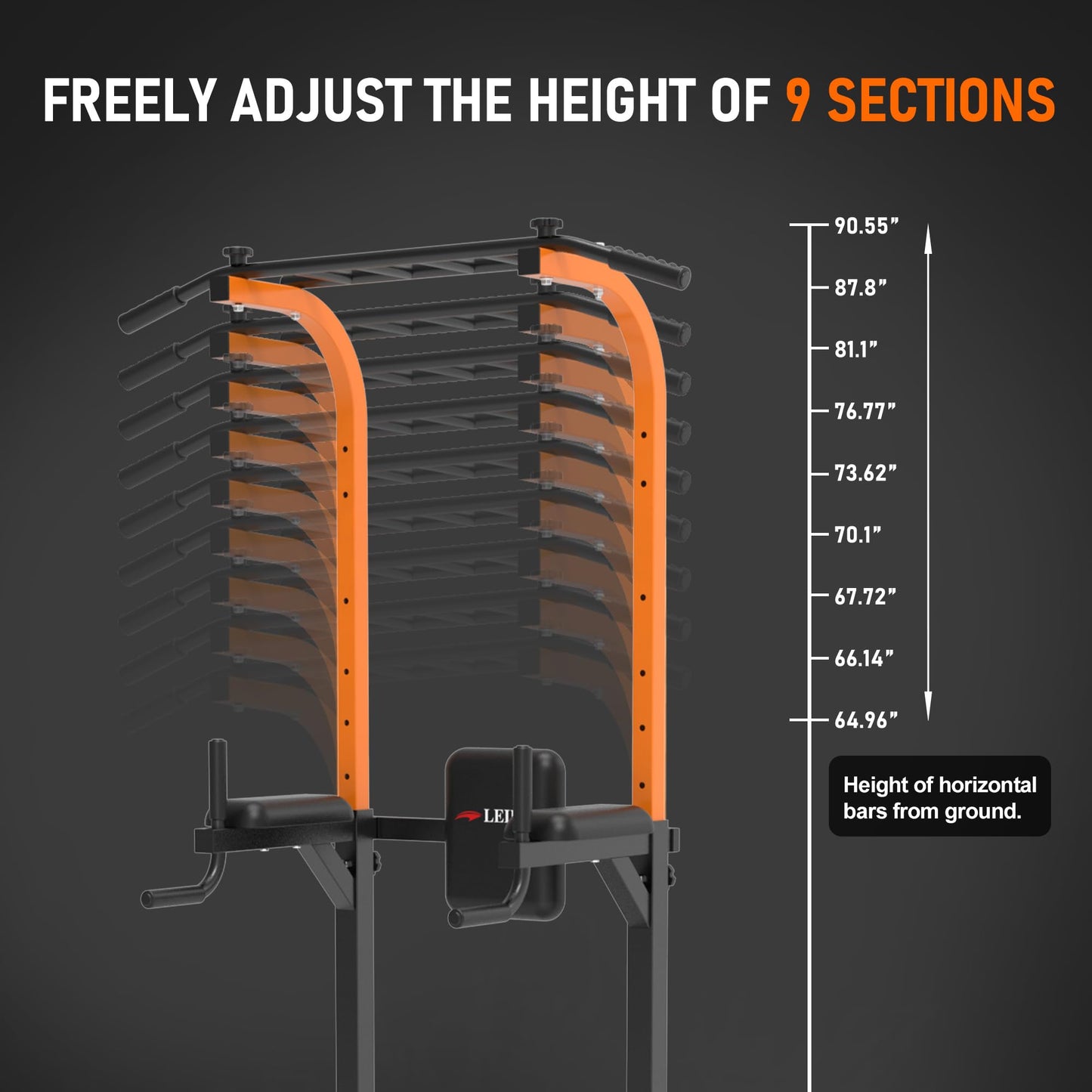 leikefitness Multifunction Power Tower Exercise Equipment,Pull Up Dip Station,Height Adjustable for Home Gym Strength Training Fitness Equipment,Dip Stands,Pull Up Bars,Push Up Bars,VKR (Black)