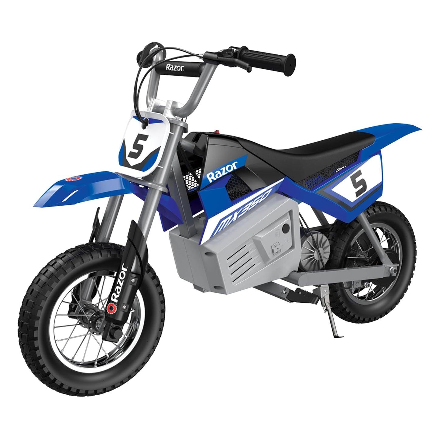 Razor MX350 Dirt Rocket Electric Bike for Kids Ages 8+, 140 lb Max Weight, Blue – 24V Battery, Up to 14 Mph, 30-Min Ride Time on High Speed, Twist-Grip Throttle, Spoked Wheels w/ 12” Pneumatic Tires