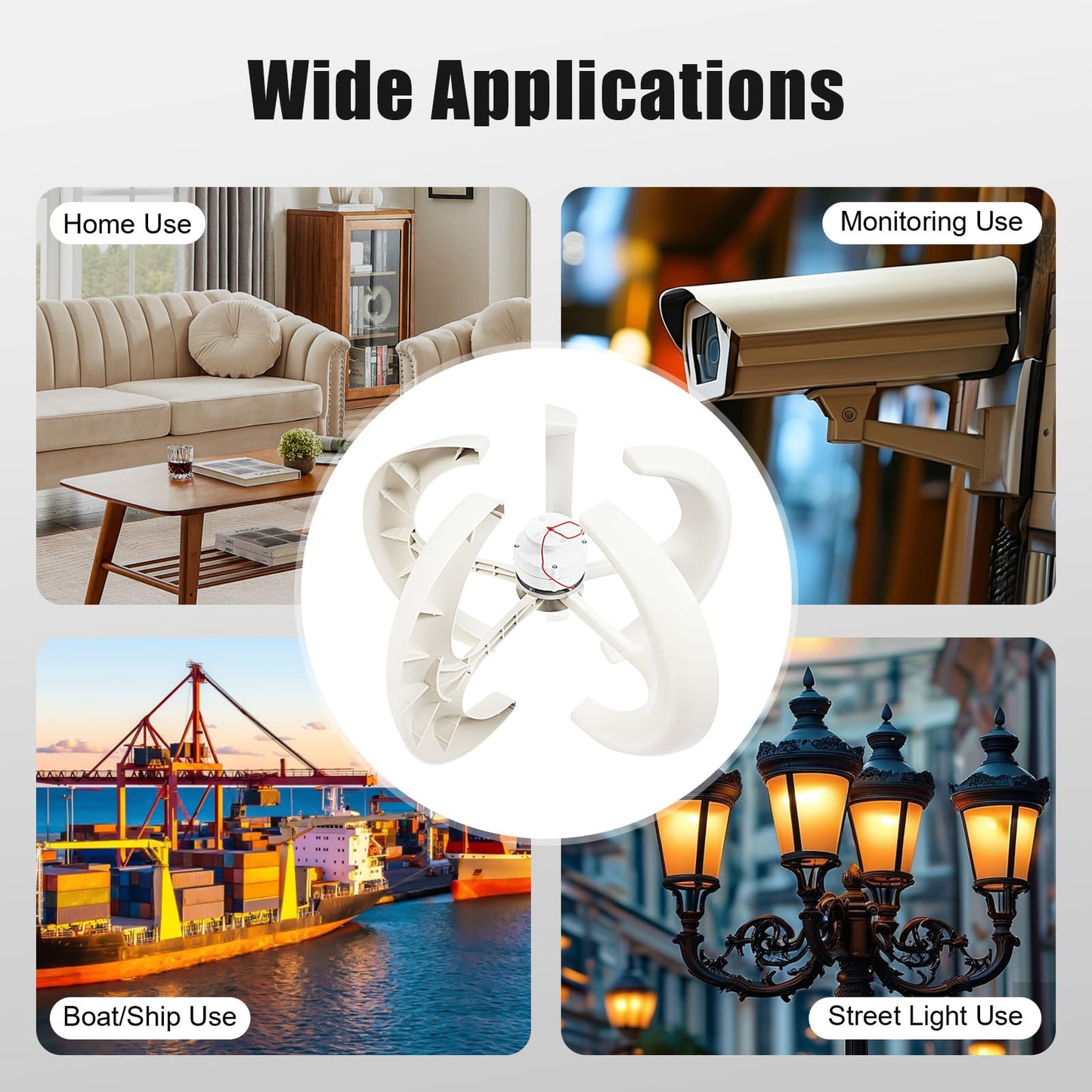 Wind Turbine Generator Kit, 12V 600W Vertical Wind Power Generator, 5 Blades Magnetic Levitation Generator, for Wind Power Generation