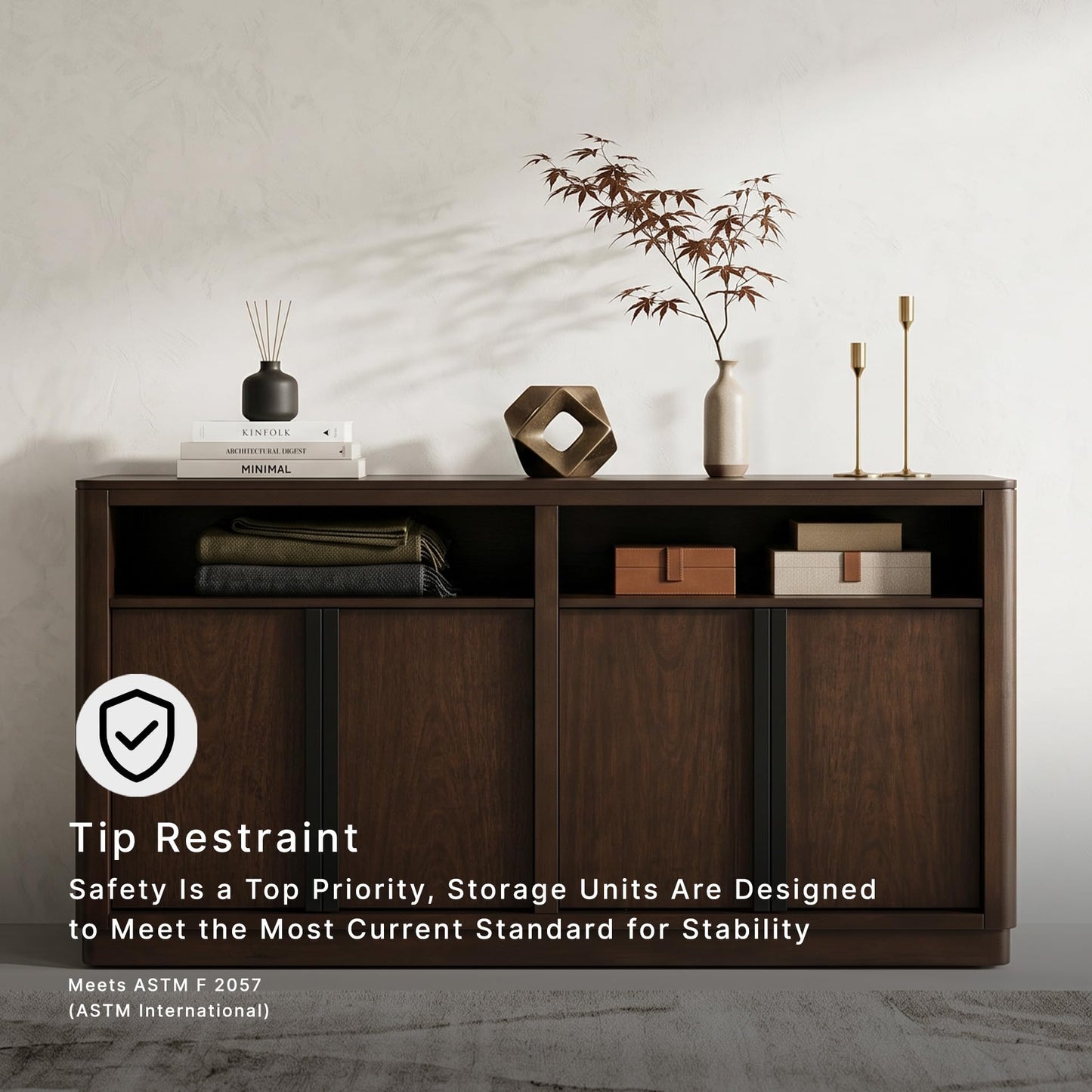 Signature Design by Ashley Yingden Dining Server, 60-Inch Sideboard Cabinet with Storage, Mango Wood Veneer, Buffet Table for Kitchen, Home Bar & Dining Room, Dark Brown