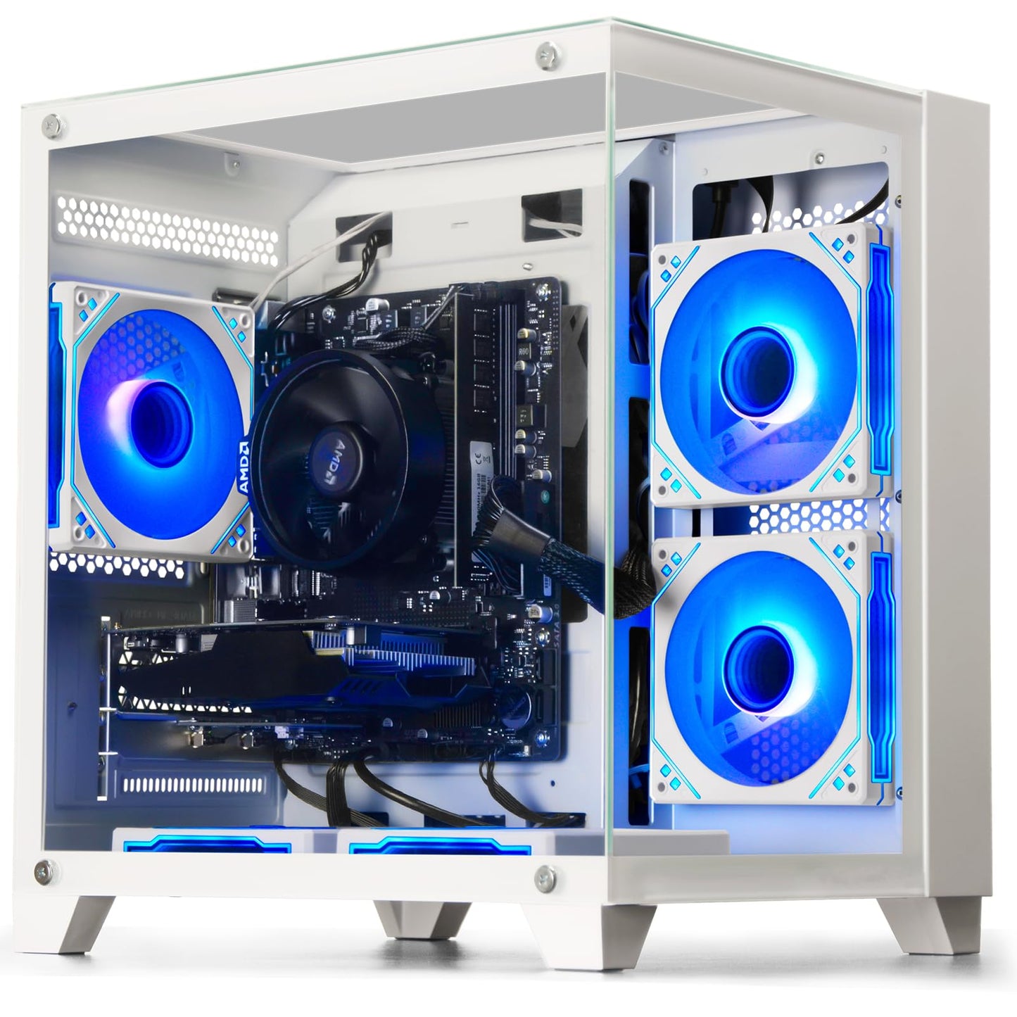 WIWB Prebuilt Gaming PC Desktop | Ryzen 5 Up to 4.1G | RX 560 4G Graphics Card | 16G DDR4 RAM | 512G SSD | Wi-Fi 6 | Tower Computer for Home Office, Student & Casual Gaming (White)