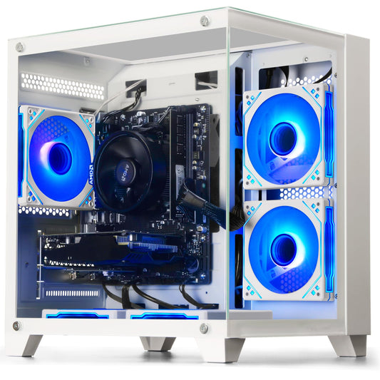 WIWB Prebuilt Gaming PC Desktop | Ryzen 5 Up to 4.1G | RX 560 4G Graphics Card | 16G DDR4 RAM | 512G SSD | Wi-Fi 6 | Tower Computer for Home Office, Student & Casual Gaming (White)