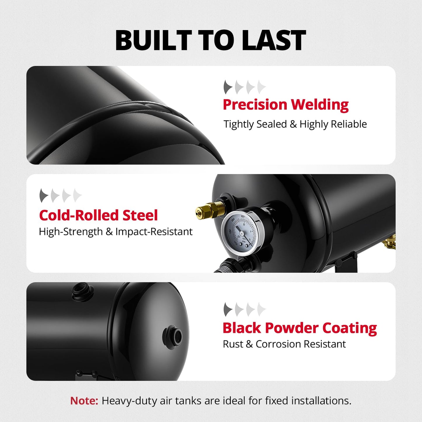 EVIL ENERGY 1.5 Gallon Air Compressor and Tank Kit 6 Ports 1/4" NPT 150 PSI Rated 12V Air Tank Compressor for Truck, Air Horn, Inflating Tires, Suspension Systems, Train Horn, DIY Pneumatic Tools