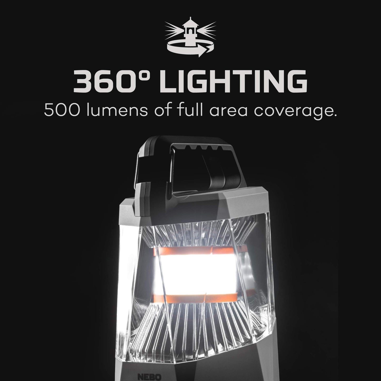 NEBO Galileo Lantern - 500 Lumens, Rechargeable, Water-Resistant, Dark Gray, Model NEB-LTN-1009