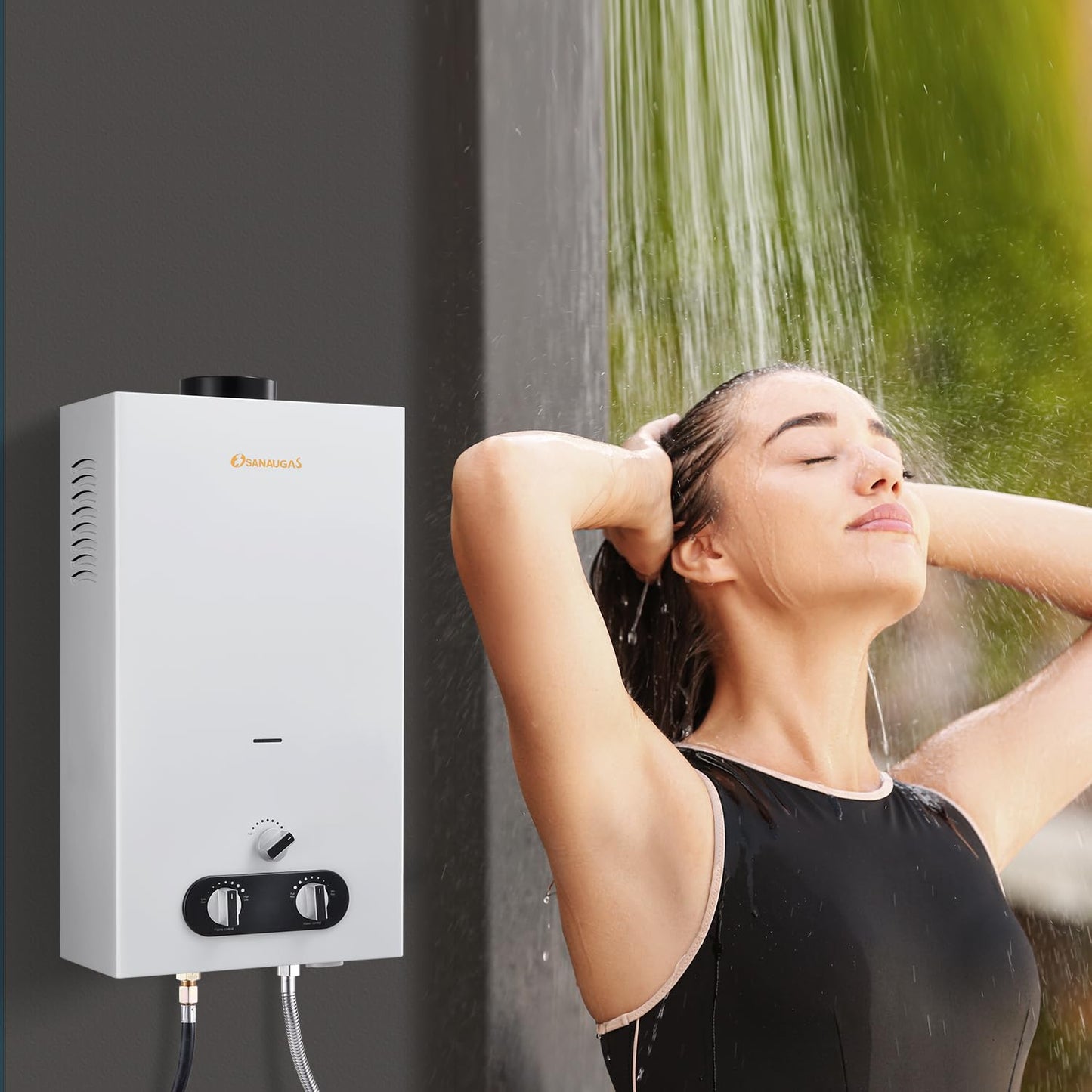 Tankless Water Heater Propane, 3.18GPM 12L Portable Instant Hot Water Heater, Outdoor Use for RV camping, Camper Van, Camping Trailer, Cabin, Barn, Pool, White