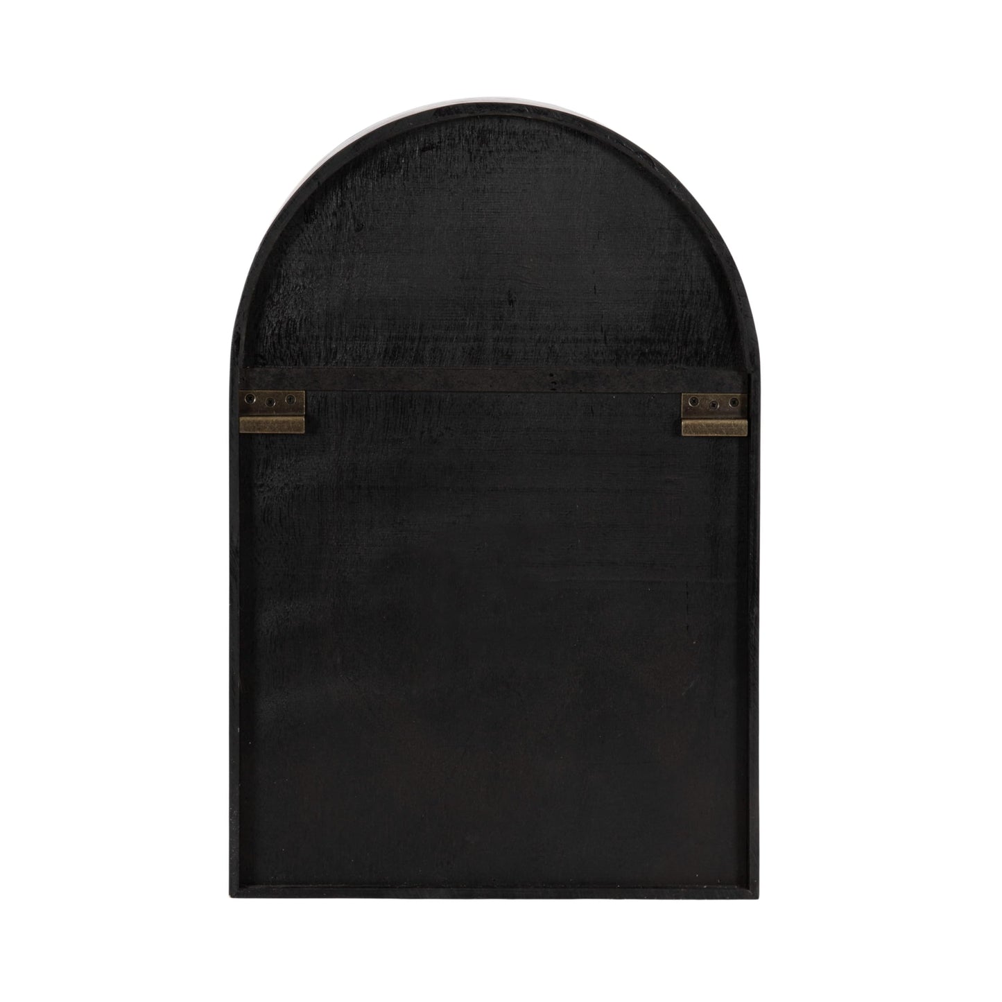 Kate and Laurel Megara Decorative Wooden Hanging Arched Wall Cabinet with Door for Open Storage; 16 x 6 x 24; Black and Natural Wood; Wooden Floating Wall Bathroom Cabinet for Above Toilet Storage