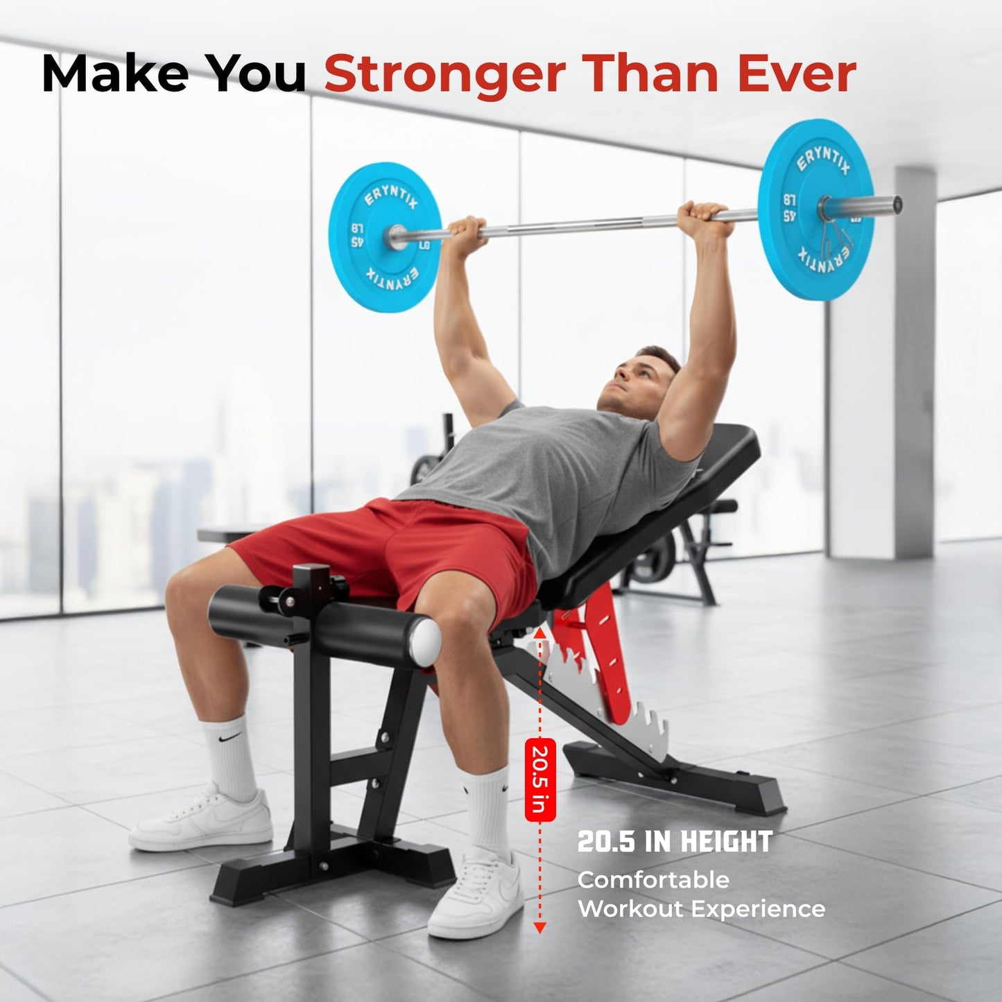 Eryntix Adjustable Leg Extension and Curl Machine, Foldable Pro Heavy-Duty Weight Bench, 1600LBS Workout Bench, 21-Position Multifunctional Weight Benchs, Iscc Plus Certified for Home Gym(M1 Pro)