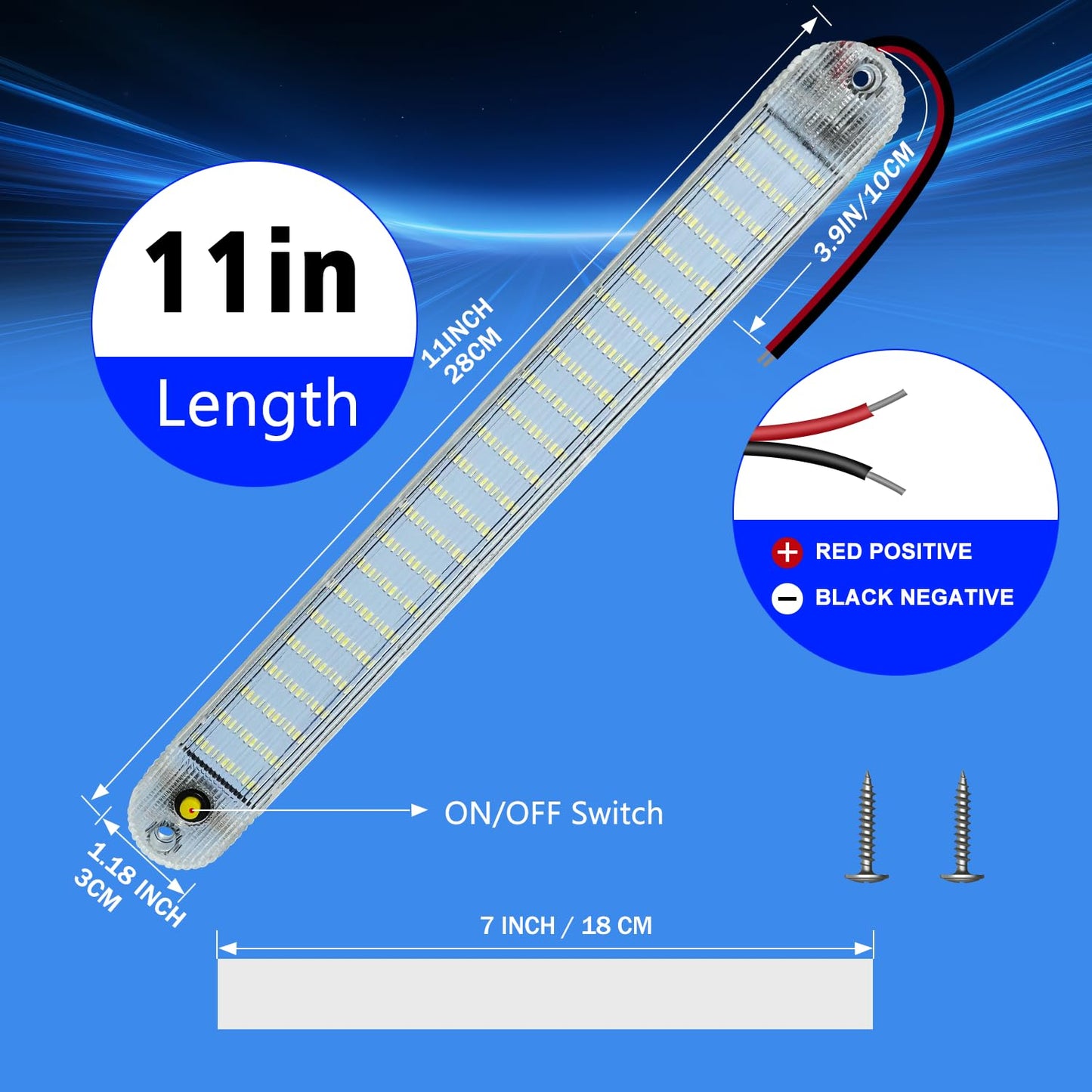 GZ5CG 12V LED Interior Light Bar 72 LEDs 6500K White Aluminum 11 Inch Model CE0061 8 Packs for RV Van Truck Trailer Caravan