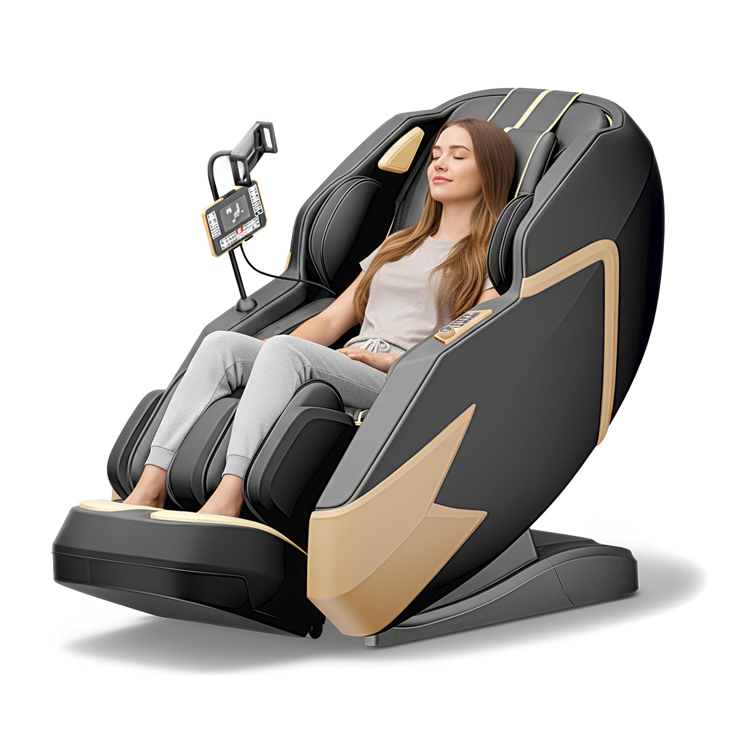LIYIH Massage Chair Full Body, Zero Gravity Extended Dual SL-Track Massage Recliner with 4D Mechanical Arms, Full Body Airbag Massage, Foot Roller Massage, Multiple Modes, Heating, AI Voice Control
