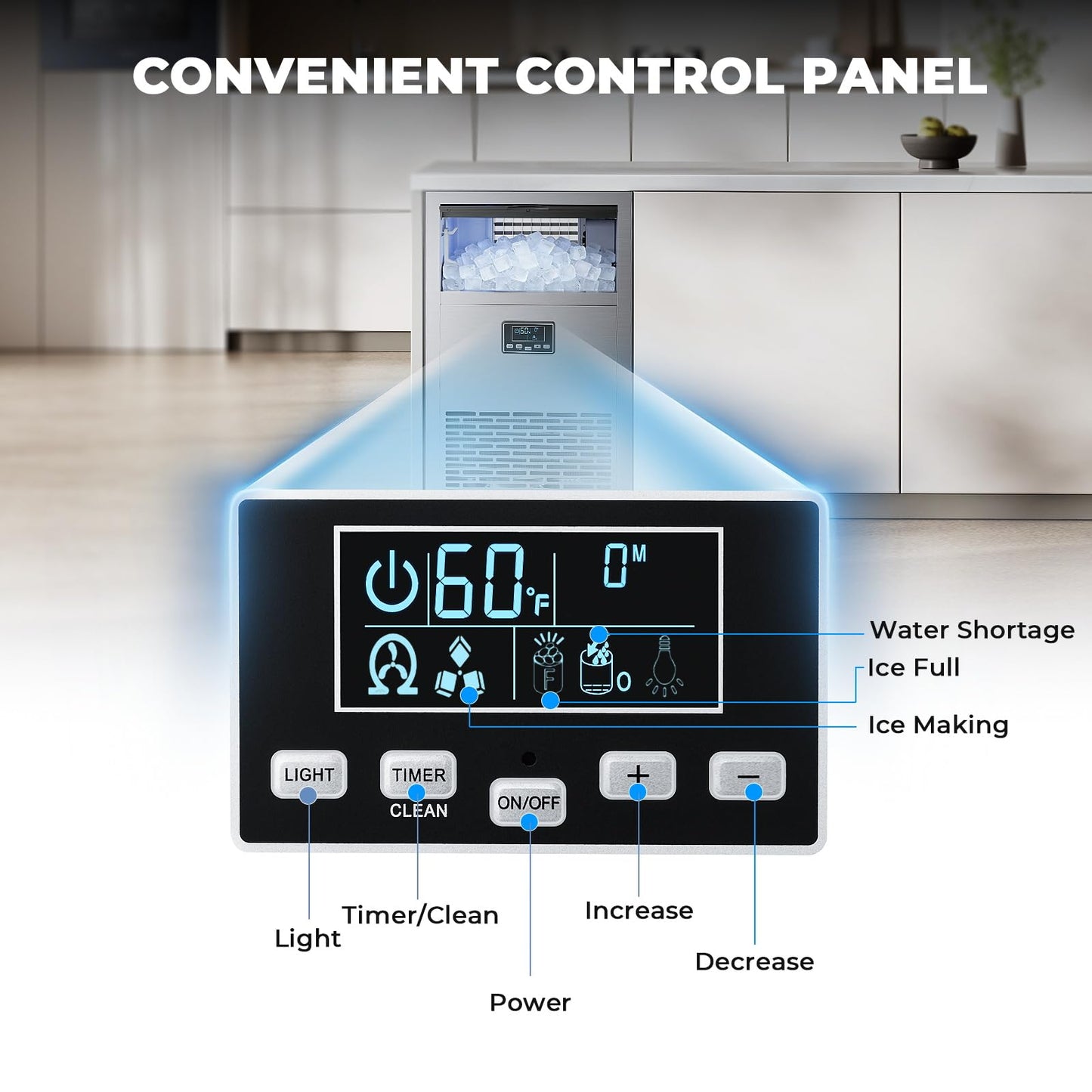 Kismile Commercial Ice Maker, 100 lbs/24H Ice Machine with 29 lbs Storage, Under Counter Ice Maker with LED Display & Self-Cleaning, 304 Stainless Steel Structure for Home, Bar, Outdoor Kitchen