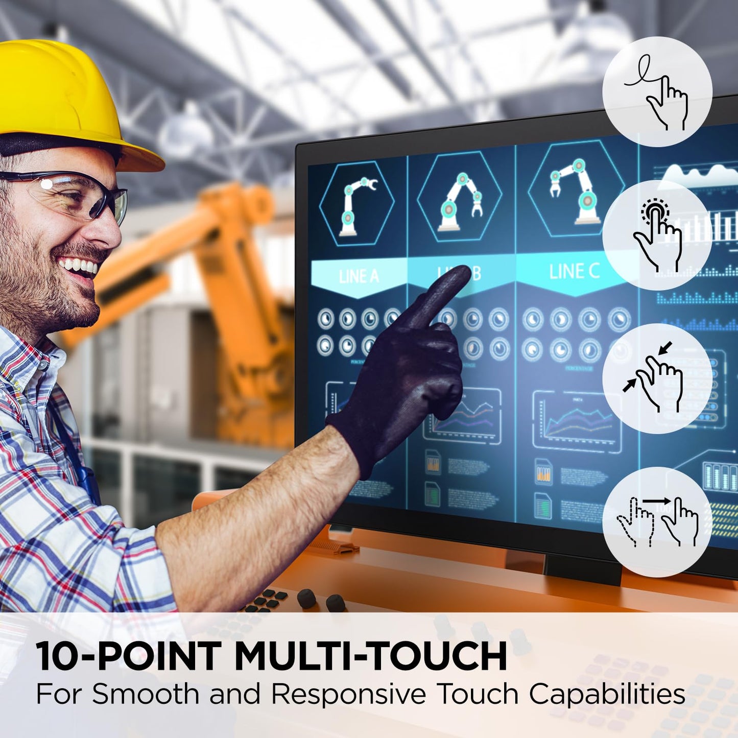 ViewSonic TD3207 32 Inch 1080p Touch Screen Monitor, 10-Point Multi-Touch for Information Kiosks and Public Displays, 7H Hardness Glass, Advanced Ergonomics, HDMI, DisplayPort, USB
