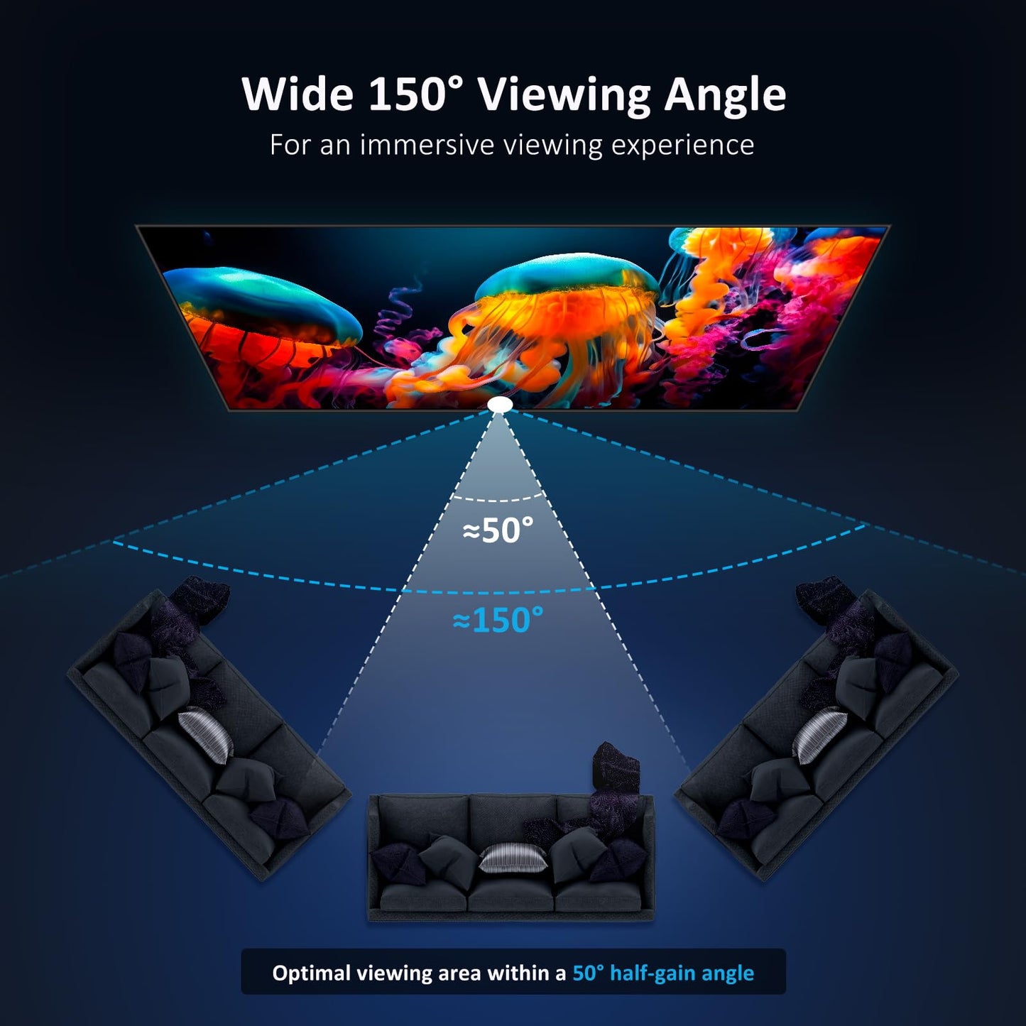NexiGo 100-Inch Fresnel Projector Screen for Bright Day Light Use, 85% Ambient Light Rejecting ALR Projection Screen for Ultra Short Throw Projector, 16:9 Fixed Frame, Active 3D, HDR