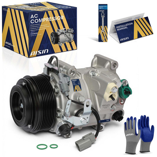 AISIN AFTERMARKET ACCT-00952 Air Conditioner AC Compressor - Compatible with Toyota RAV4 2006-2012 3.5L, Venza 2009-2016 3.5L, Lexus ES350 2007-2012 3.5L - with 7-Pulley Groove, with Clutch
