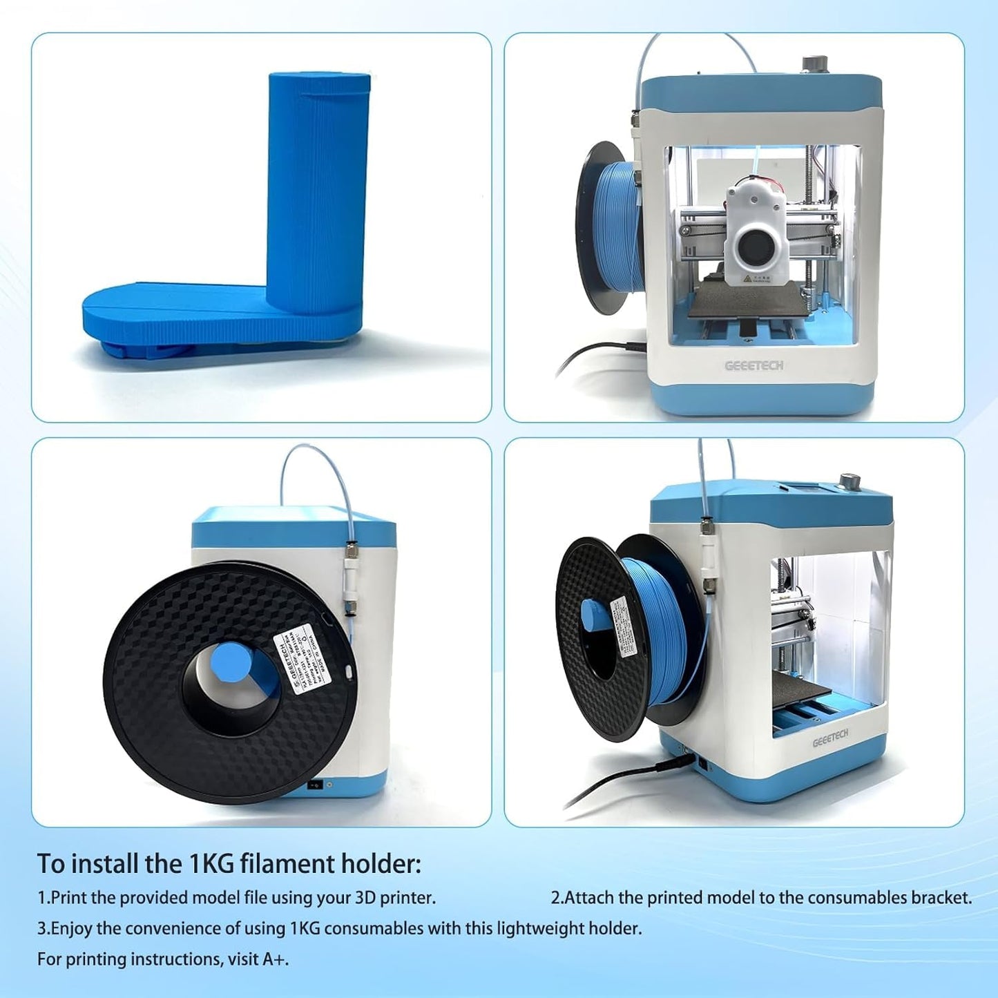 Geeetech Smart 3D Printer for Kids and Beginners, WiFi Mini 3D Printers with App Control, High Speed and Quality Printing, Fully Assembled and Auto Leveling, Blue (Blue)