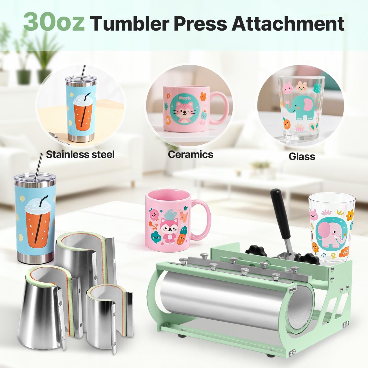 Slendor 8 in 1 Heat Press Machine 15x15 inch 360-Degree Swing Away Digital T Shirt Pressing Machine Multifunction Heat Transfer Sublimation Combo for T Shirts Mugs Hat Plate Cap, Green