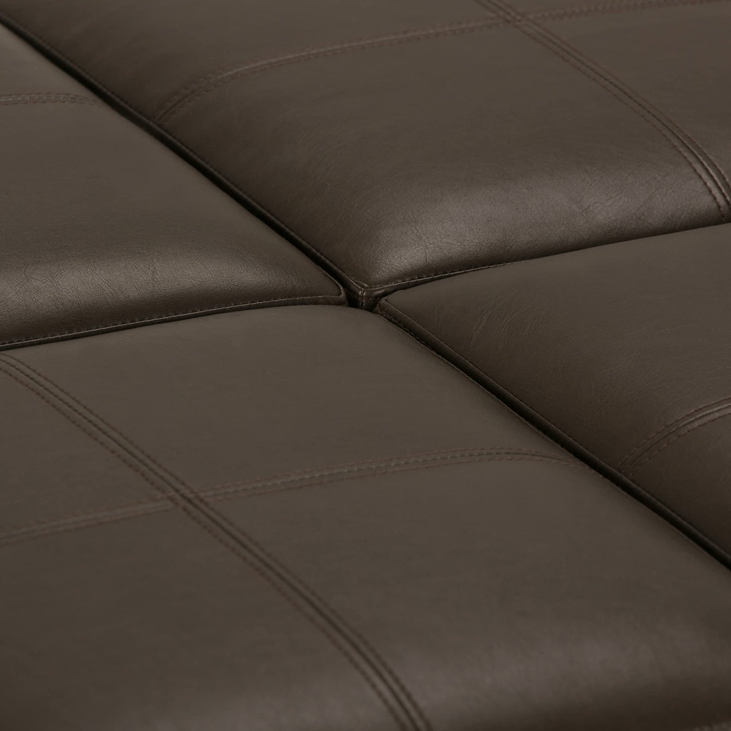 SIMPLIHOME Avalon 35 inch Wide Contemporary Square Coffee Table Storage Ottoman in Chocolate Brown Vegan Faux Leather, Assembled, For the Living Room and Bedroom