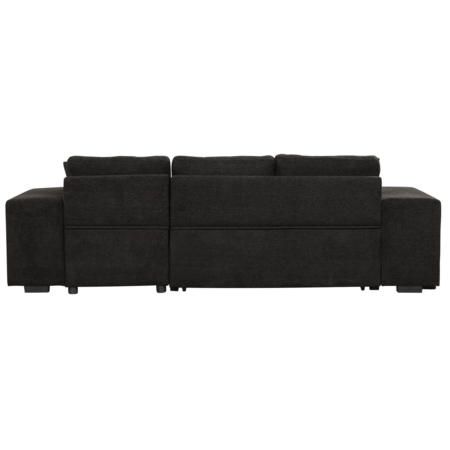 Eafurn 104.5" Reversible Sleeper Sectional Sofa Bed, Tufted L Shaped Convertible Pull Out Sectional Sofa Bed with Storage Chaise Lounge and 2 Stools for Living Room Apartment