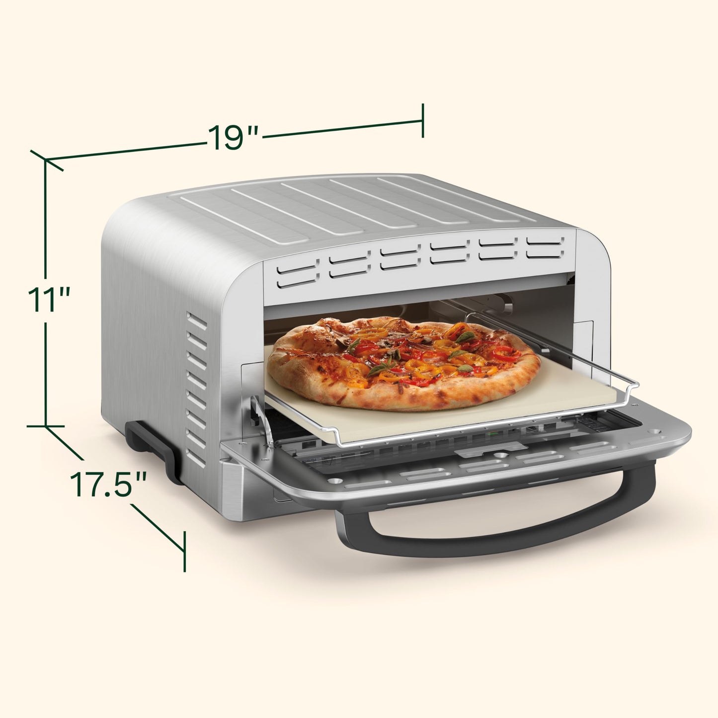 Cuisinart Indoor Pizza Oven, Bakes 12" Pizzas in Minutes, Countertop Electric Pizza Oven Heats up to 700°F, Large Viewing Window, Interior Light, Includes 12.5" Pizza Stone, CPZ-120, Stainless Steel