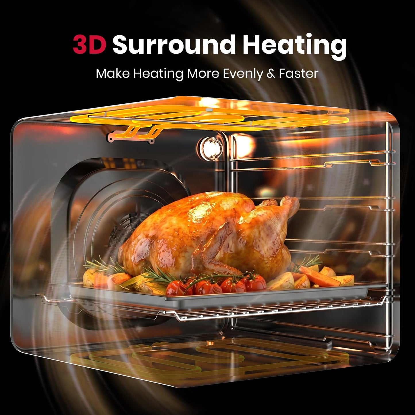 GASLAND 24 Inch Electric Wall Oven, ETL Certified 2.6 Cu.ft Built-in Oven, 11 Cooking Functions, 3D Heating, Convection Wall Oven with Rotisserie, Touch Control, Safety Lock, Stainless Steel