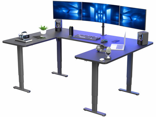 VIVO Large U-Shaped 83 x 60 in Electric Standing Desk, Memory Height Adjustment, Black Top Black Frame, DESK-E4UBB