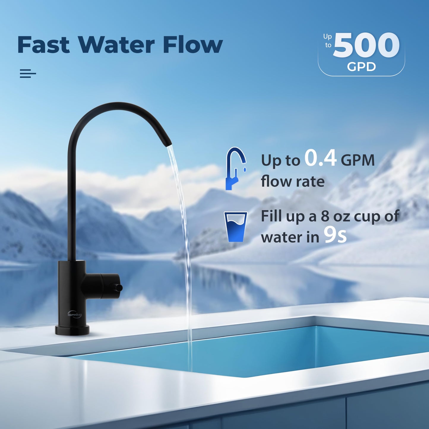 iSpring RO500AK-ORB Reverse Osmosis Water Filter, NSF 58 Certified, 500 GPD Tankless Under Sink RO System, Natural pH Alkaline Remineralization, 2:1 Pure to Drain Ratio, Oil Rubbed Black Faucet