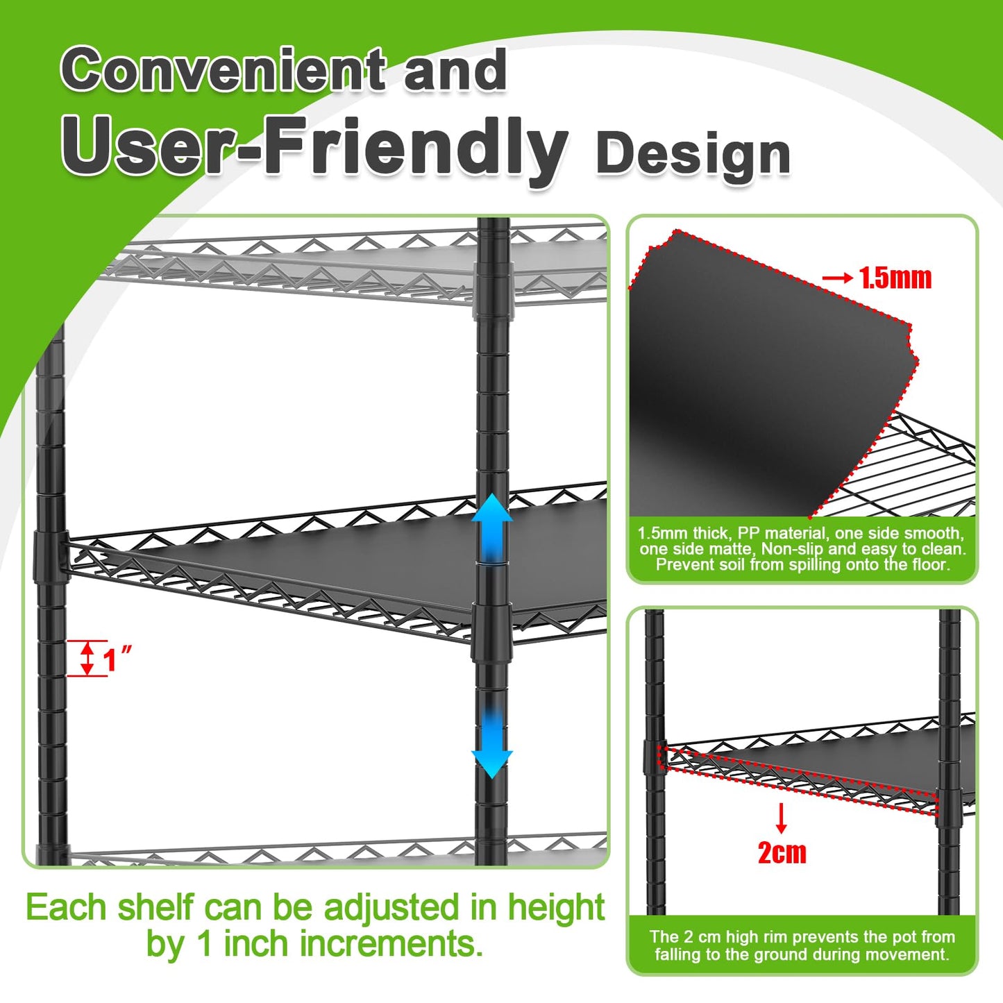 Abimars 5-Tier Greenhouse with Grow Light, Shelf Height Adjustable Metal Plant Shelf with PVC Cover and Wheels, Includes 5-Pack 2900K Full Spectrum Plant Lights, 13x29x73inch