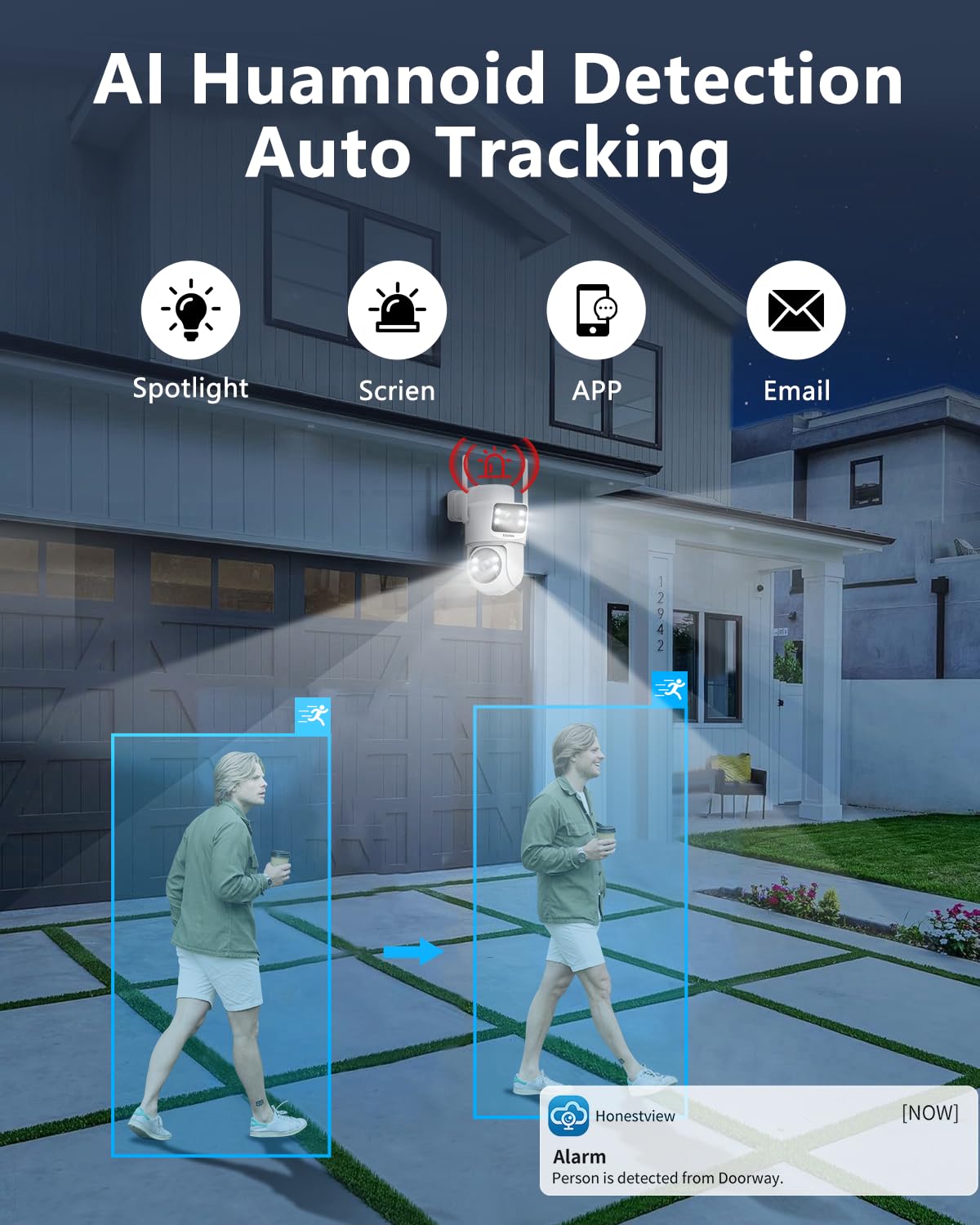 (2026 New) 2K Wireless Security Camera System with 10" Monitor, Dual Lens PT Cameras, 64GB TF Card, 130° Wide Angle, Long Range WiFi +76%, PIR Detection, 2-Way Audio, No Monthly Fee