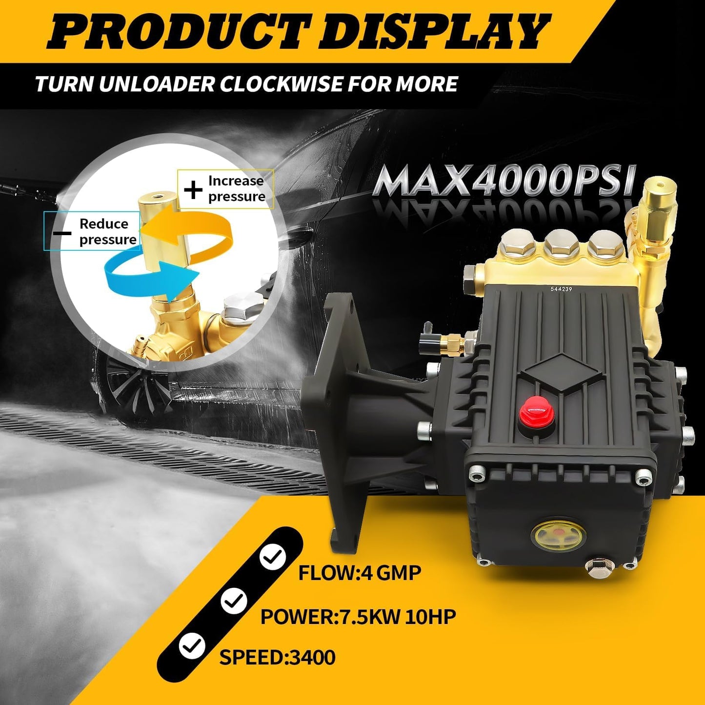 Jecoupoon 4000 PSI 4GPM Gas Pressure Washer Pump Compatible with 1" Shaft High Pressure Washer 9-15HP 270-340CC GX340 GX390 GX270