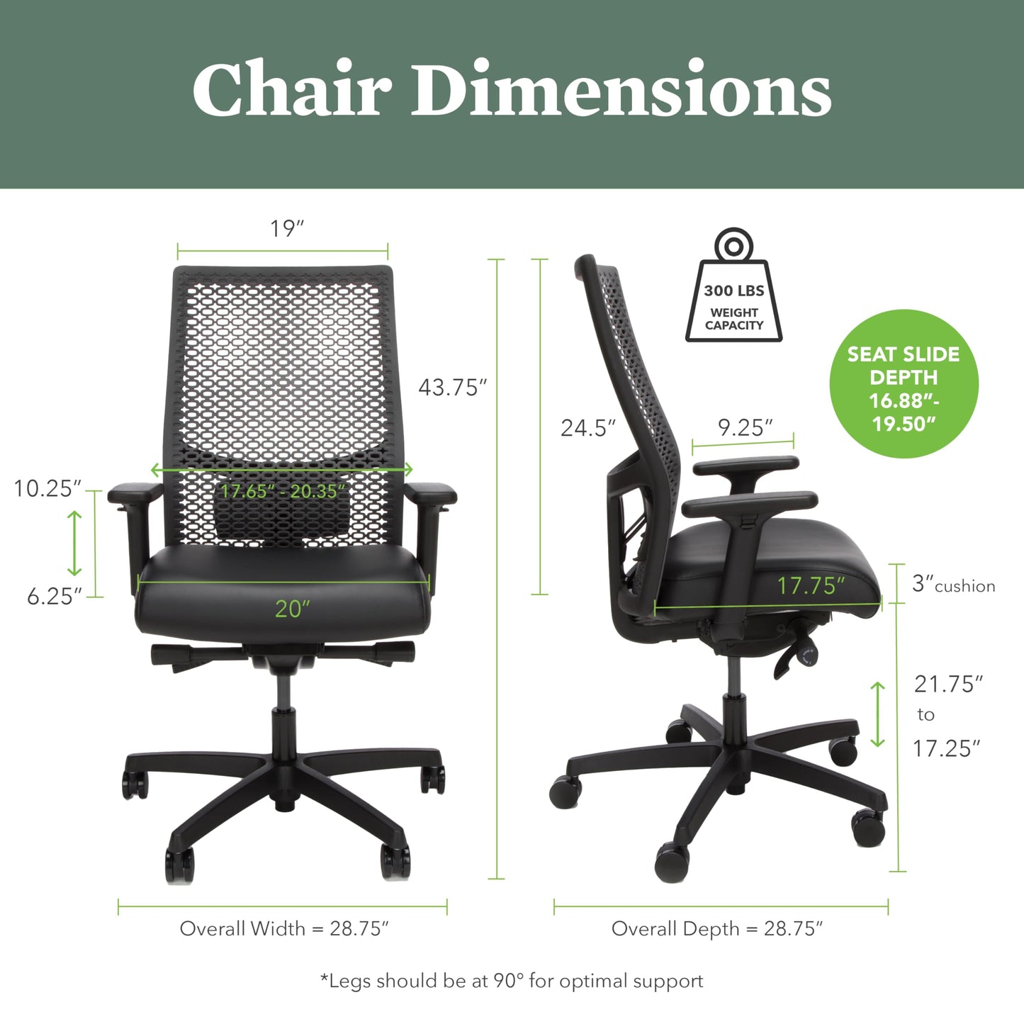 HON Ignition 2.0 ReActiv Ergonomic Office Chair, Mesh Desk Chair with Lumbar Support, Advanced Synchro‑Tilt, Height and Width Adjustable Arms, Swivel Wheels, Black Frame, Ocean