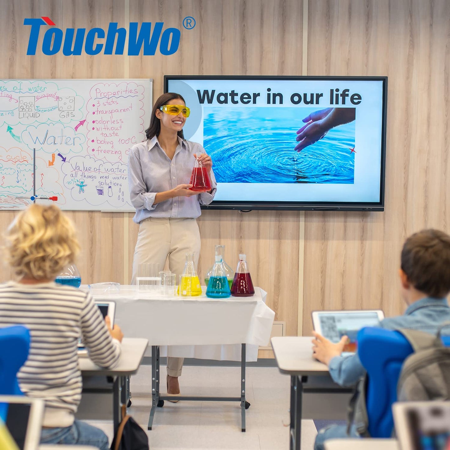 TouchWo 43 inch Interactive Touchscreen Monitor, Smart Board with 16:9 Display 1080P, Android 11 Touchscreen Electronic Whiteboard for Office and Classroom, RAM 4G & ROM 32G
