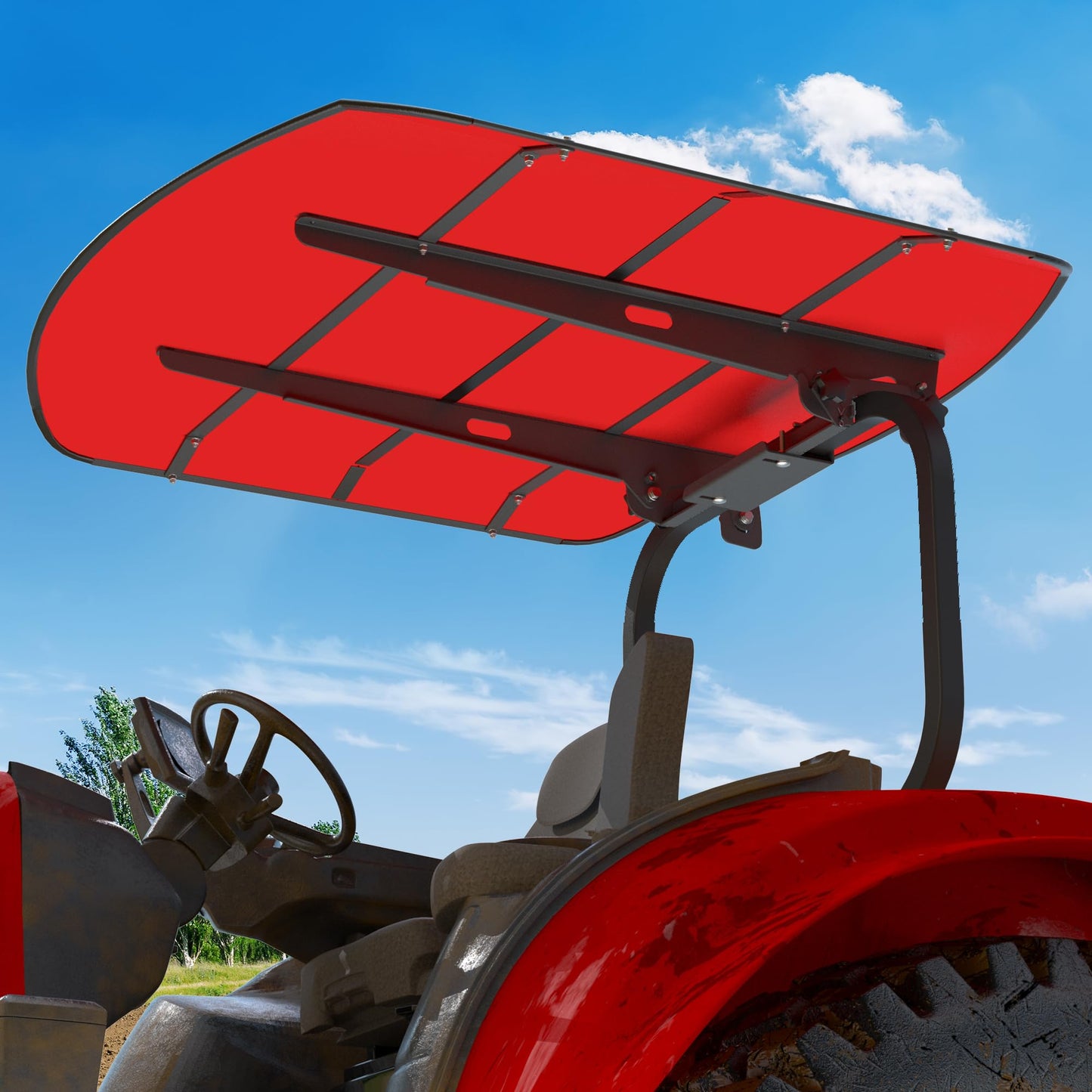 MOOFI Mowers Canopy for ROPS - Non-fading High-Density Thermoplastic Umbrella - 53-3/8" X 53-3/8" (Adds About 4" to Tractor Height)