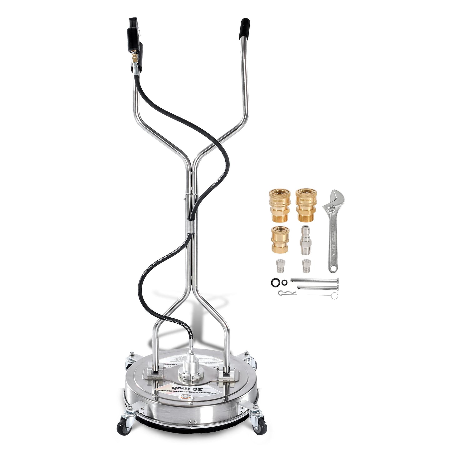 PWACCS 20" Pressure Washer Surface Cleaner with Wheels, Stainless Steel
