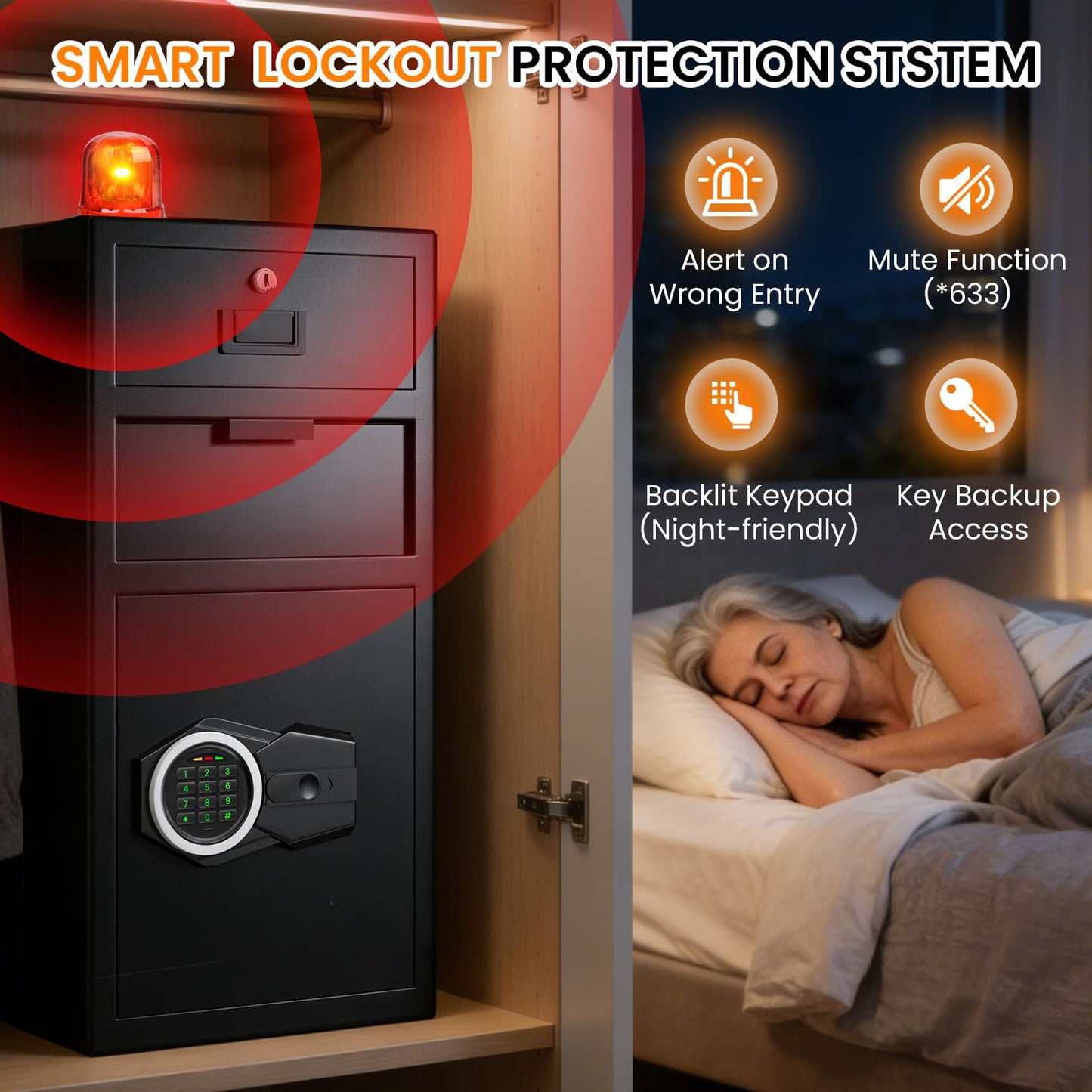 7.5 Cub Large Drop Safe for Business, Anti-Theft Depository Safe Box with Quick Place Drop Slot, Drawer, Digital Keypad, Spare Key, Heavy-duty Cash Drop Safes for Commercial Bussiness Retail Office