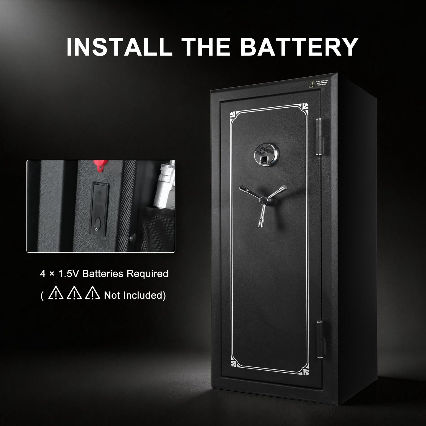 XPEDITION 24 Gun Safe, Fireproof Waterproof Rifle Safe for Rifles & Shotguns, Gun Cabinet with Fingerprint, Keypad & Key Lock, Large Gun Safe for Pistols